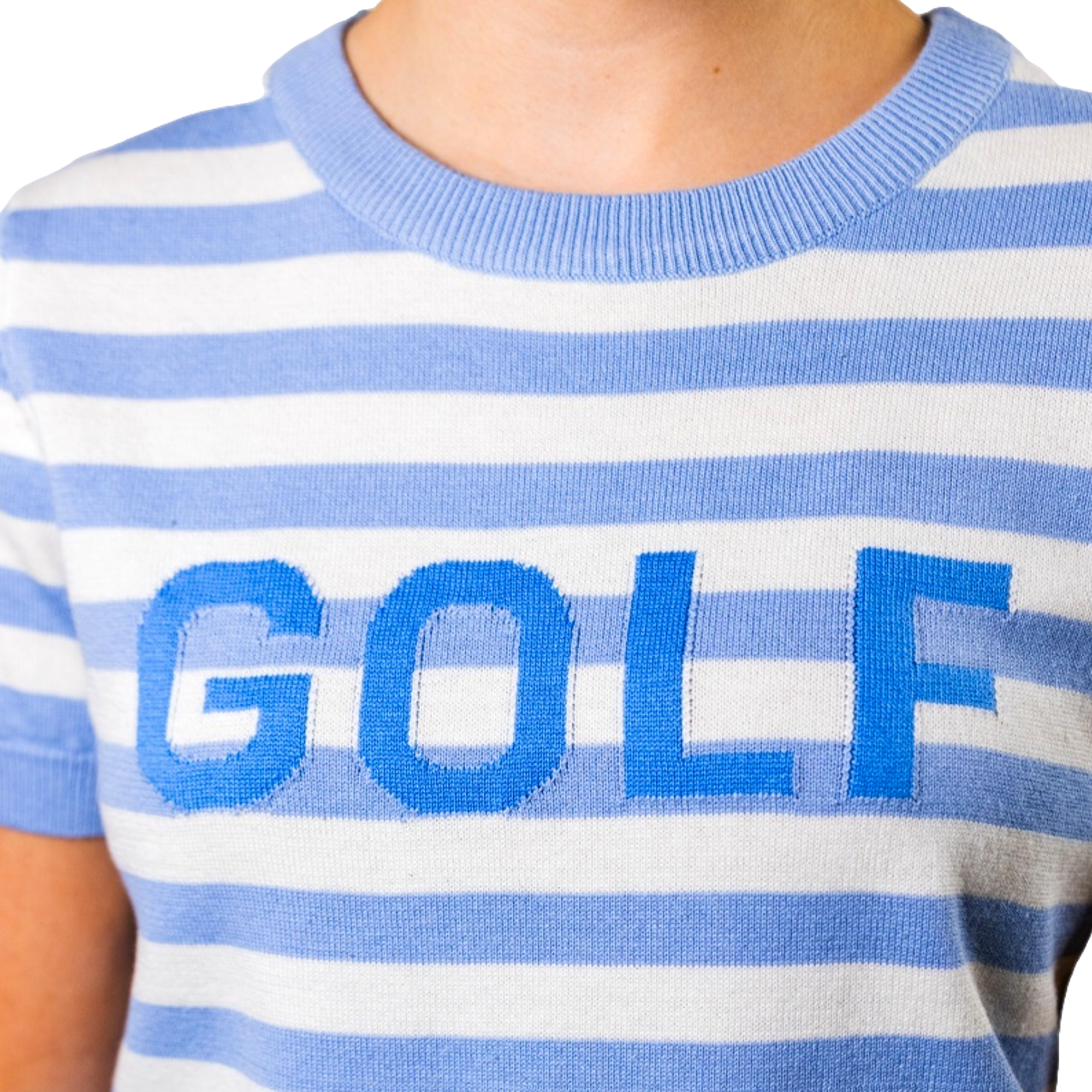 Women's Striped Golf Short Sleeve Sweater