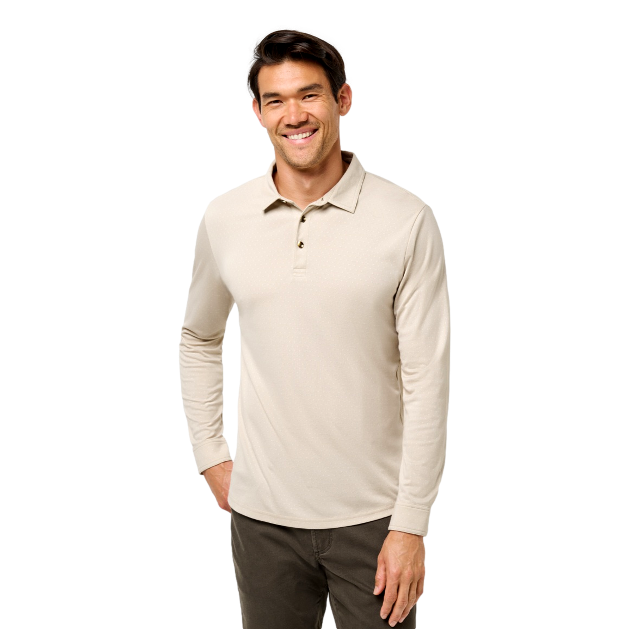 Handsome Town Men's Long  Sleeve Golf Polo Shirt