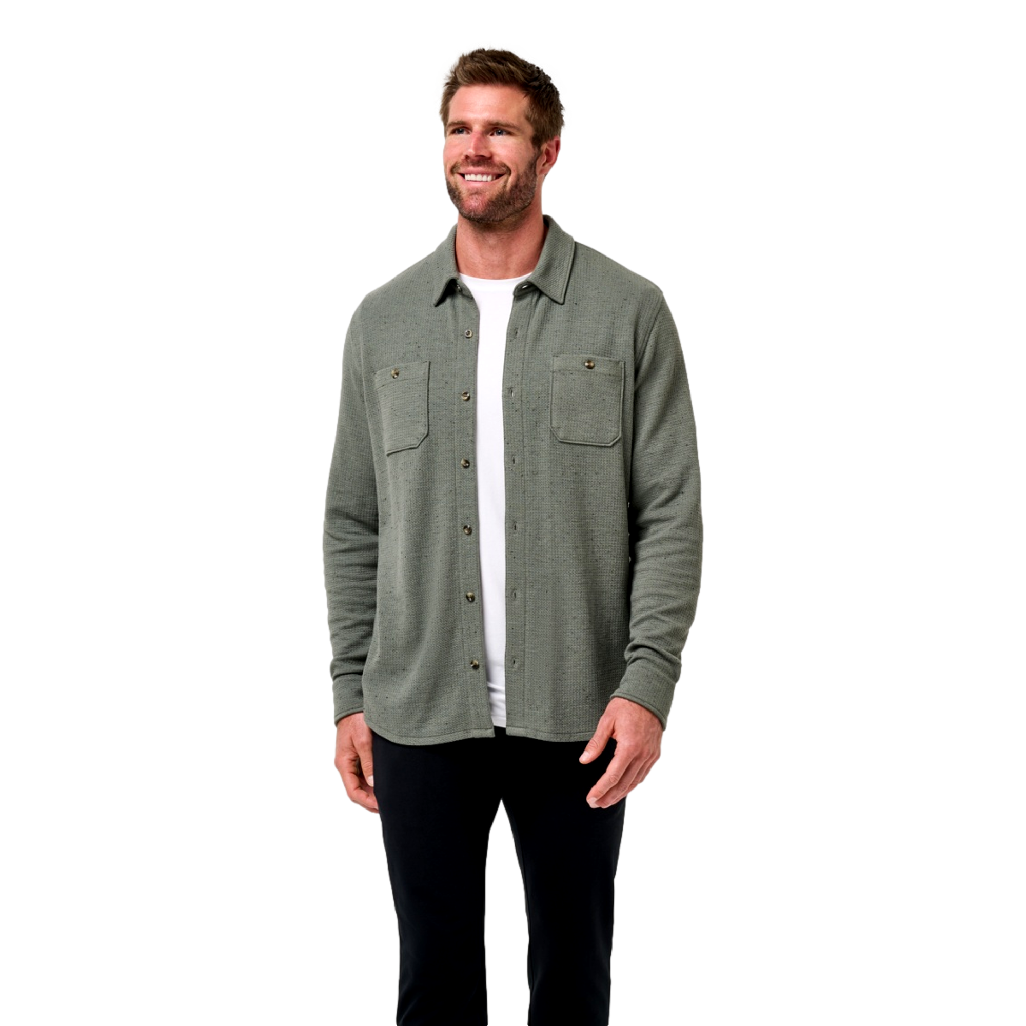 Cloud Waffle Men's Long Sleeve Golf Button Up Shirt