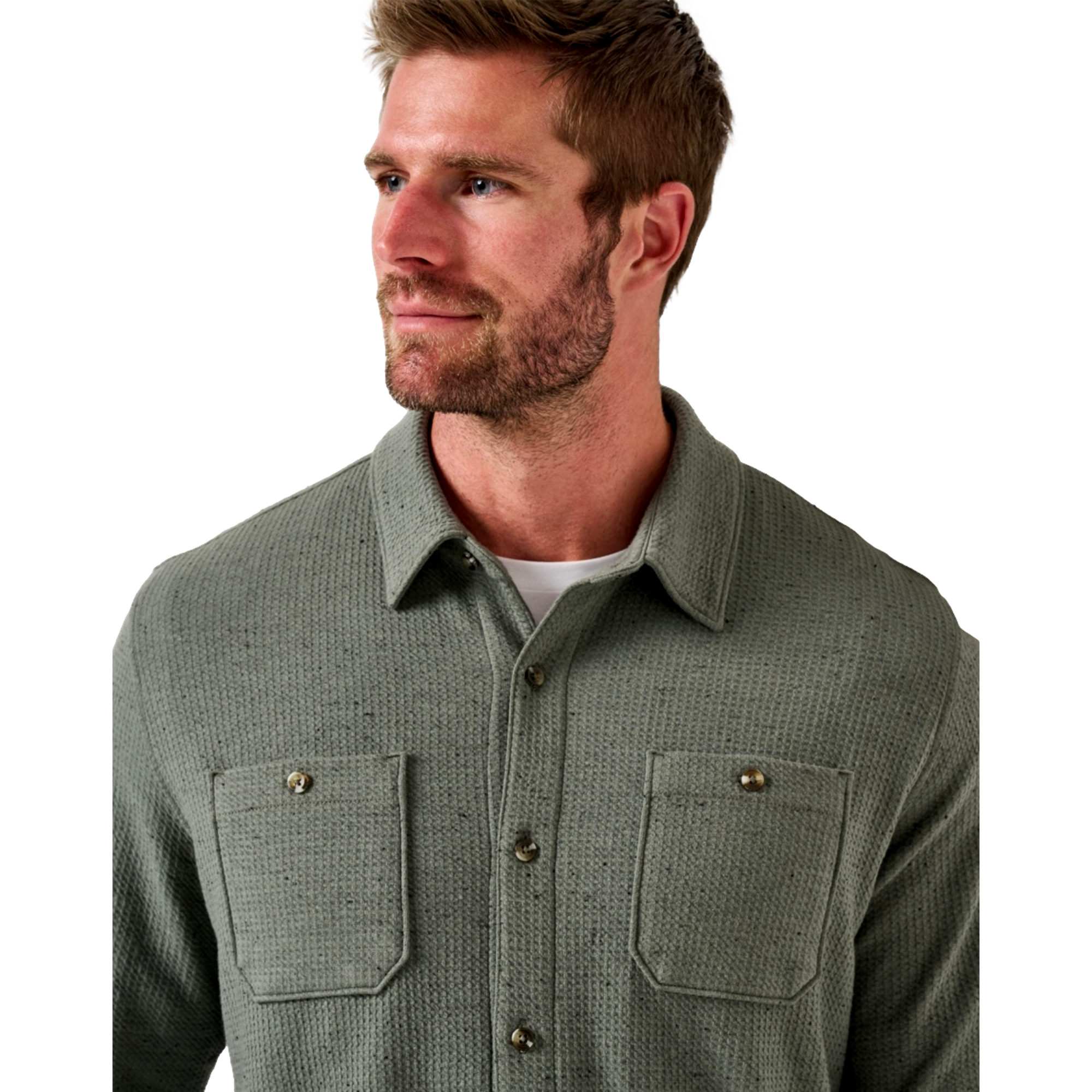 Cloud Waffle Men's Long Sleeve Golf Button Up Shirt