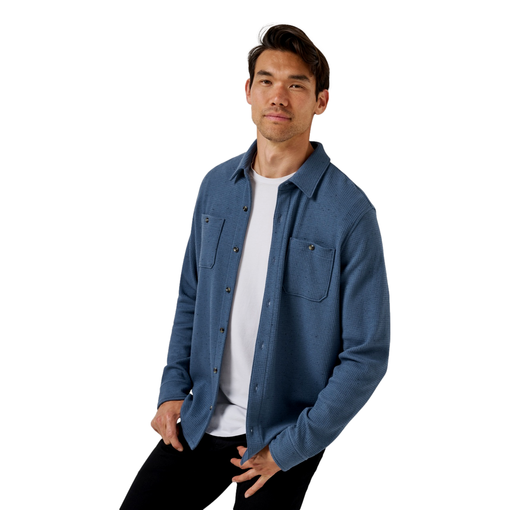 Cloud Waffle Men's Long Sleeve Golf Button Up Shirt