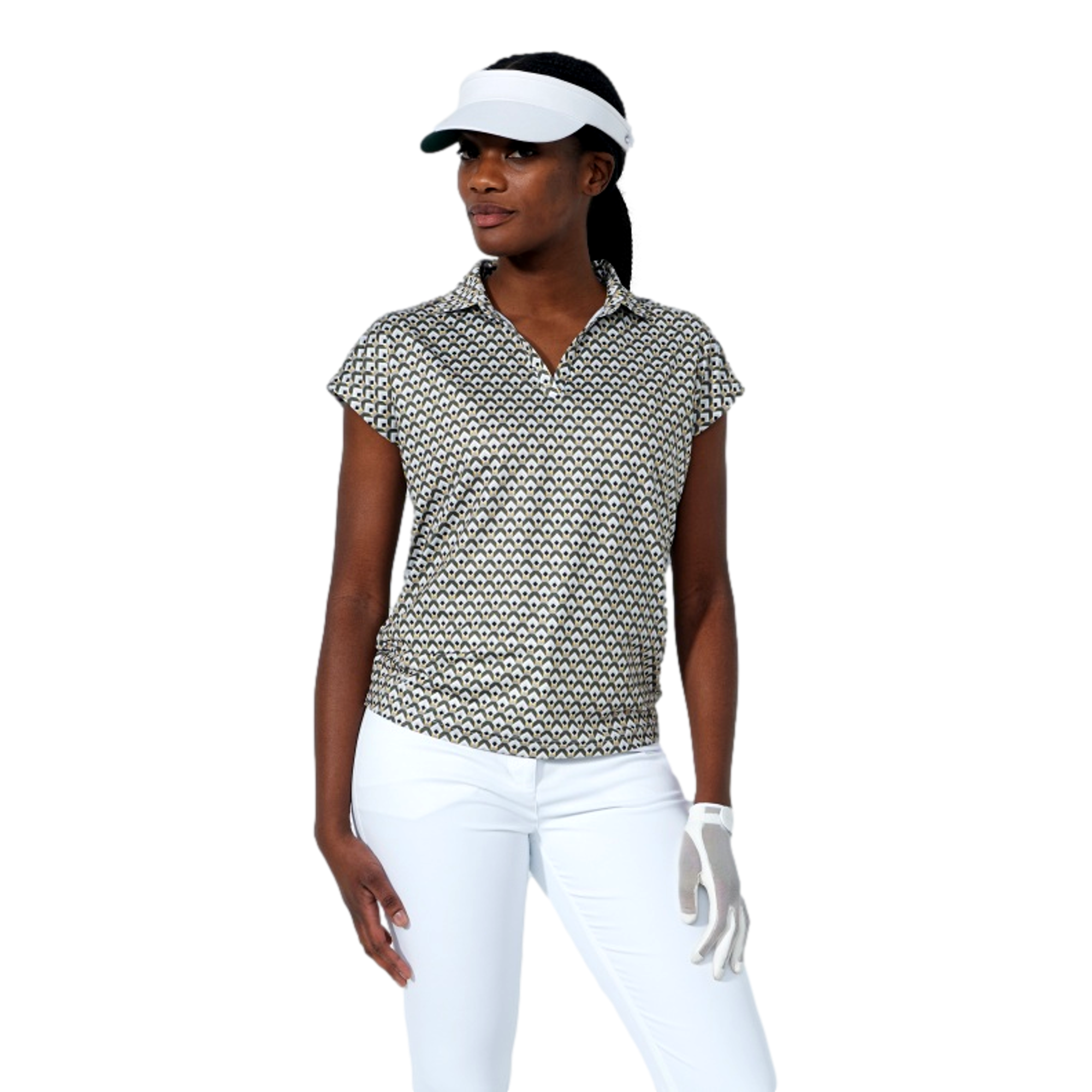 Air Cap Women's Diamond Geo Print Golf Polo