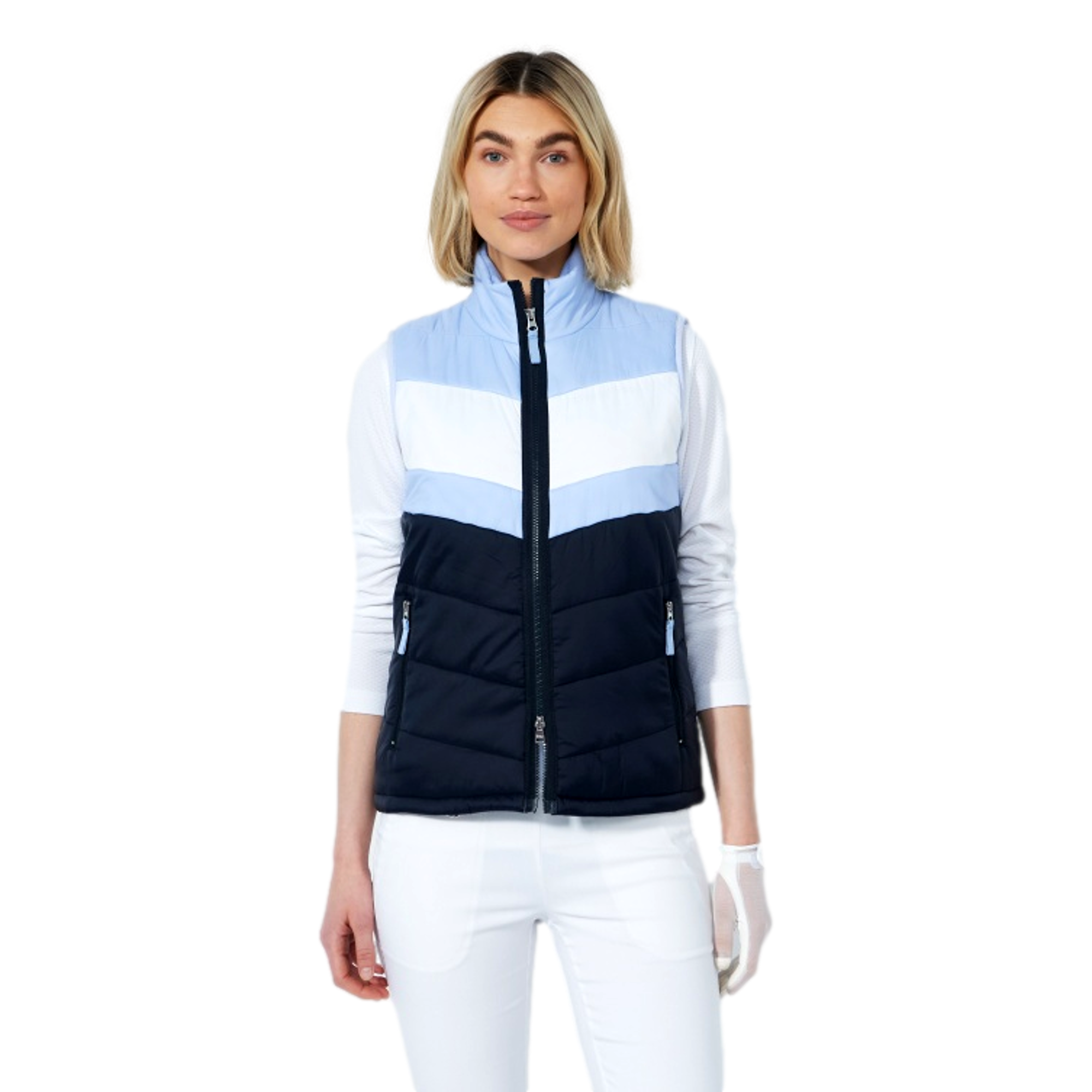 Colorblock Striped Padded Women's Golf Vest