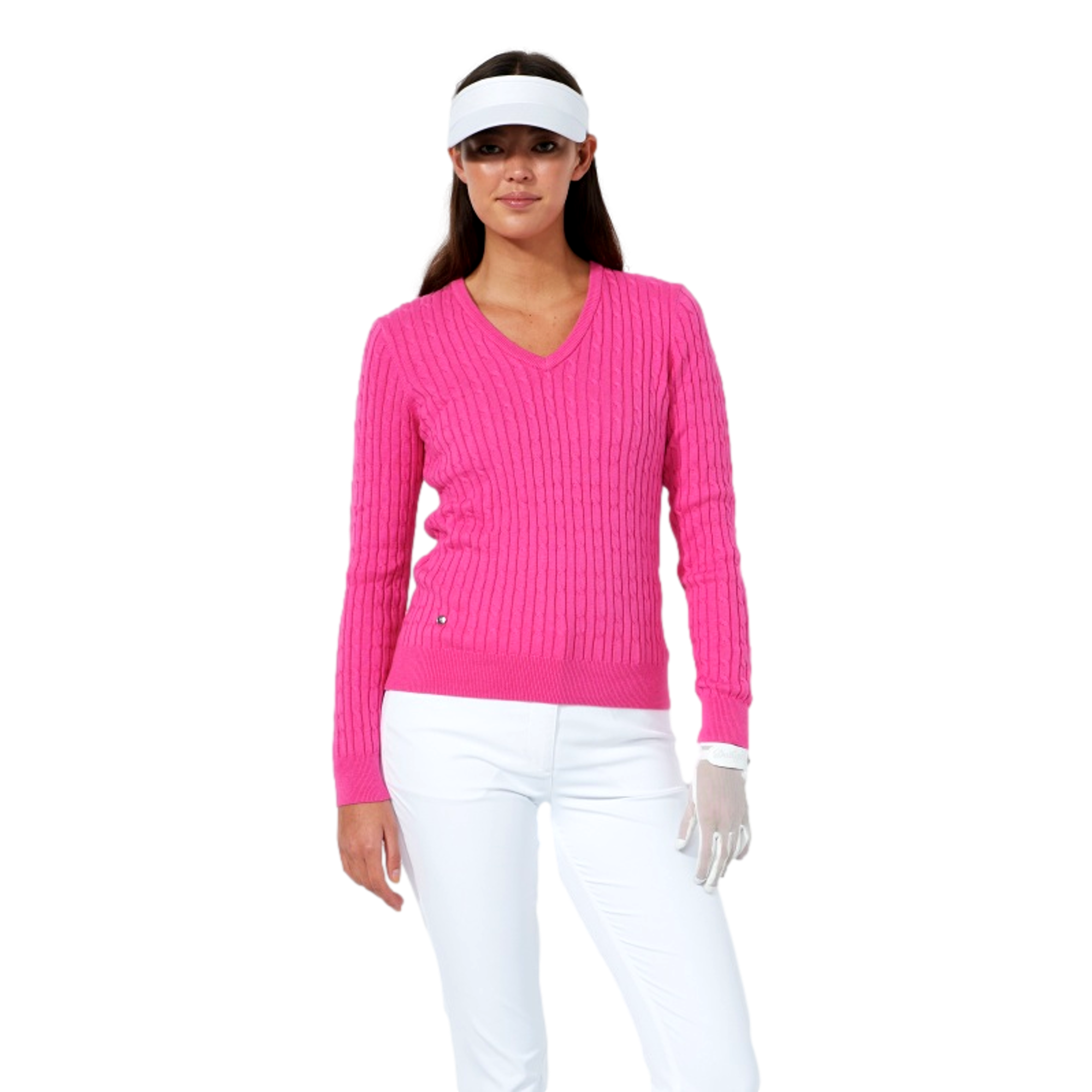 Madelene V Neck Cable Knit Women's Golf Sweater