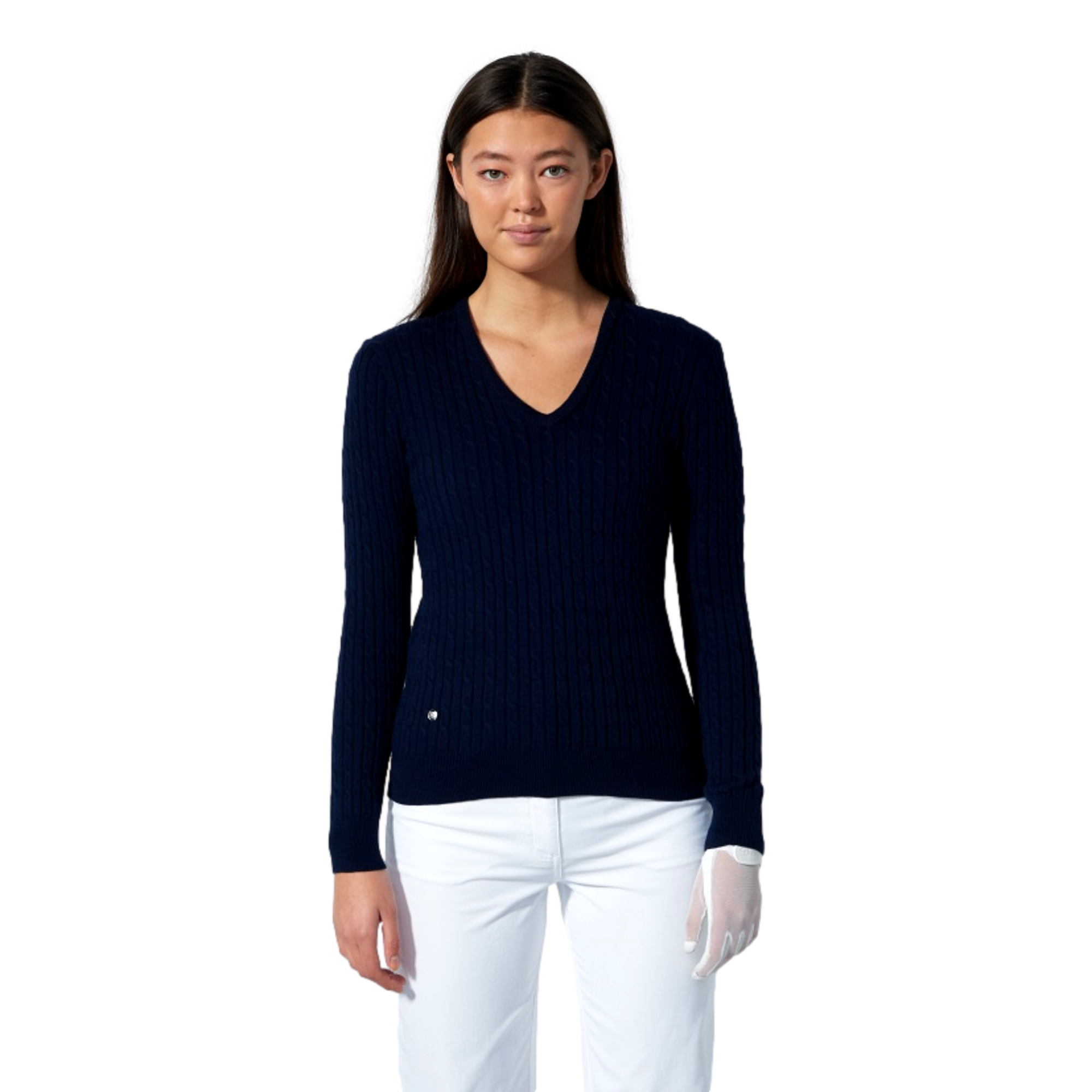 Madelene V Neck Cable Knit Women's Golf Sweater