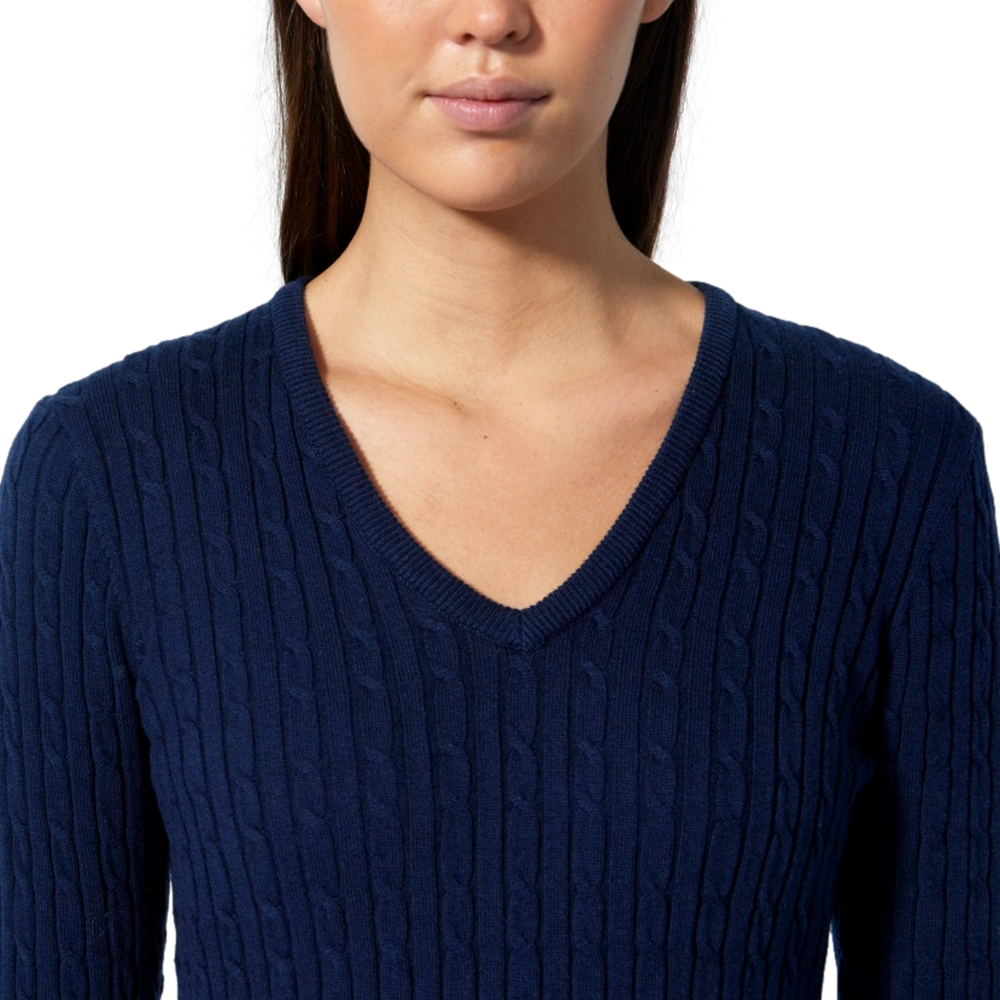 Madelene V Neck Cable Knit Women's Golf Sweater