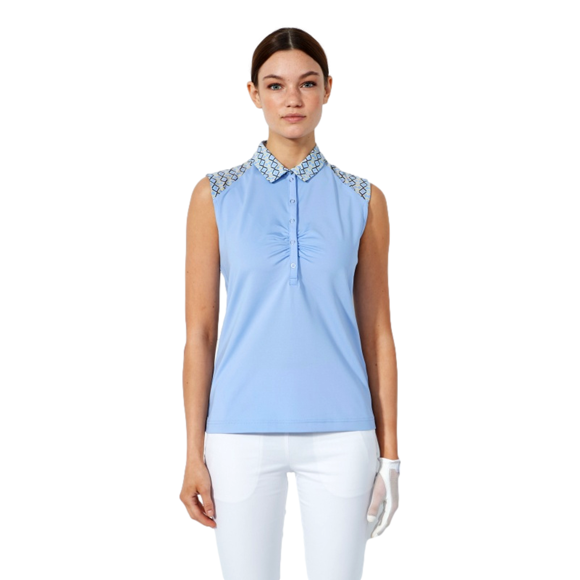 Gathered Women's Sleeveless Golf Polo Shirt