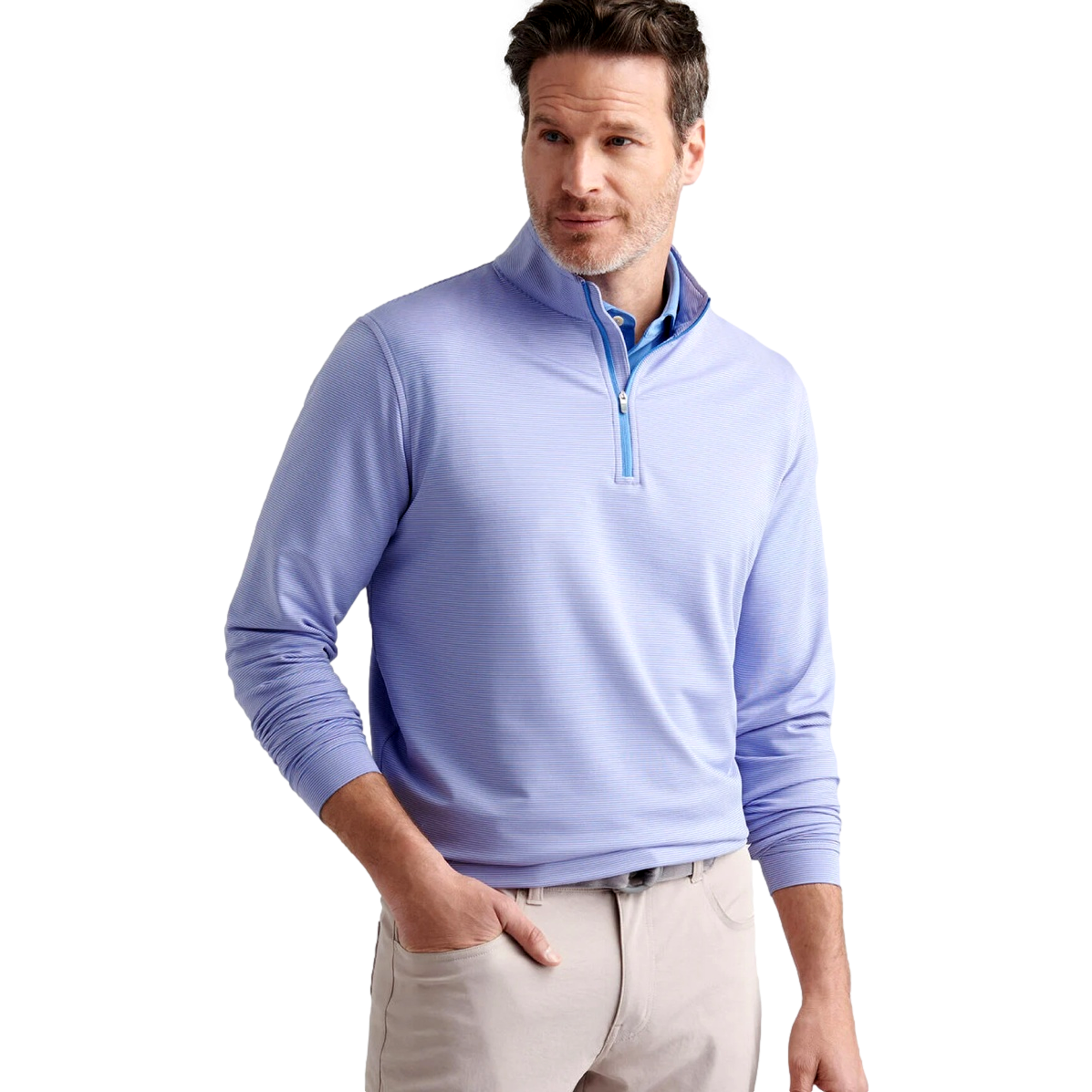 Perth Sugar Stripe Men's Golf Quarter Zip