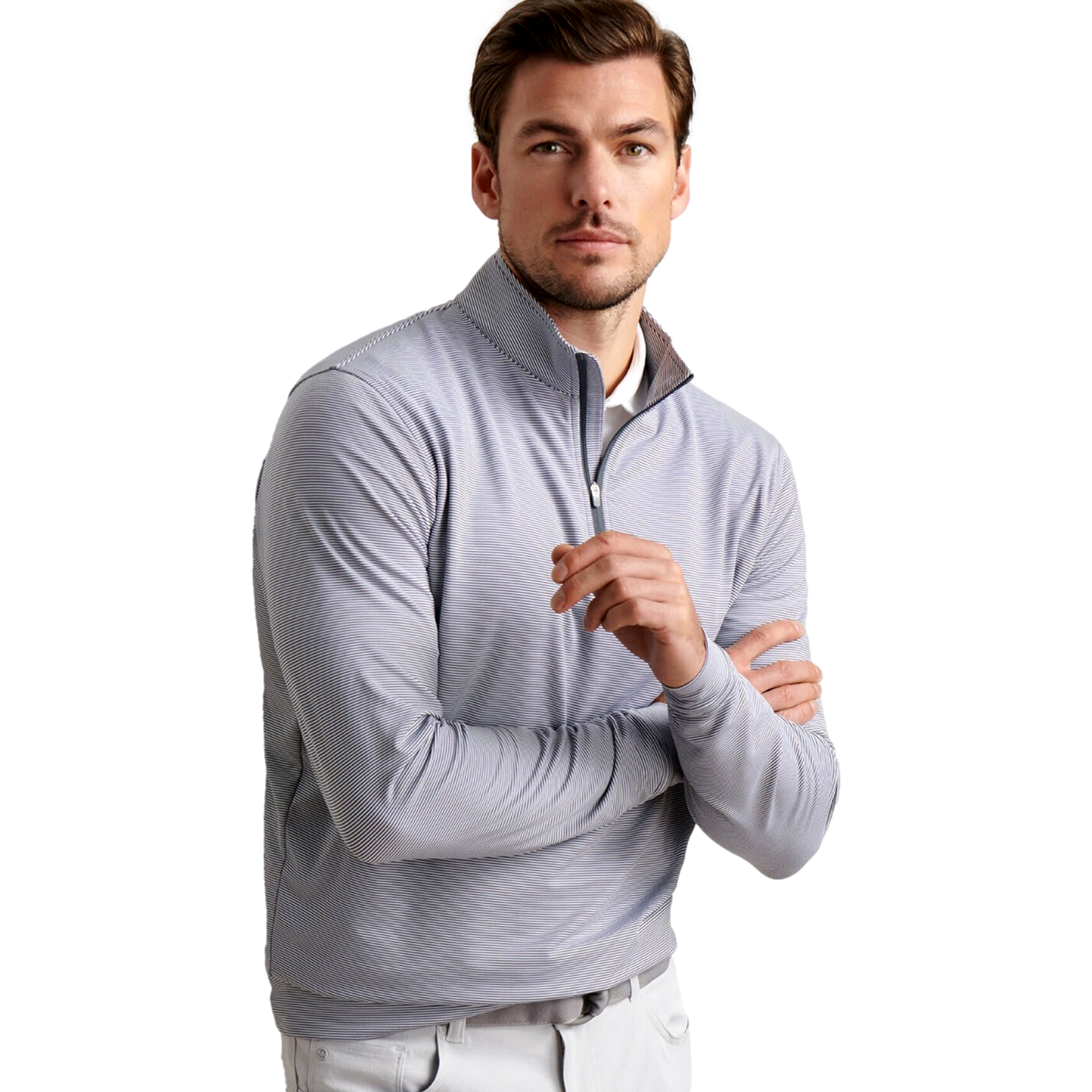 Perth Sugar Stripe Men's Golf Quarter Zip