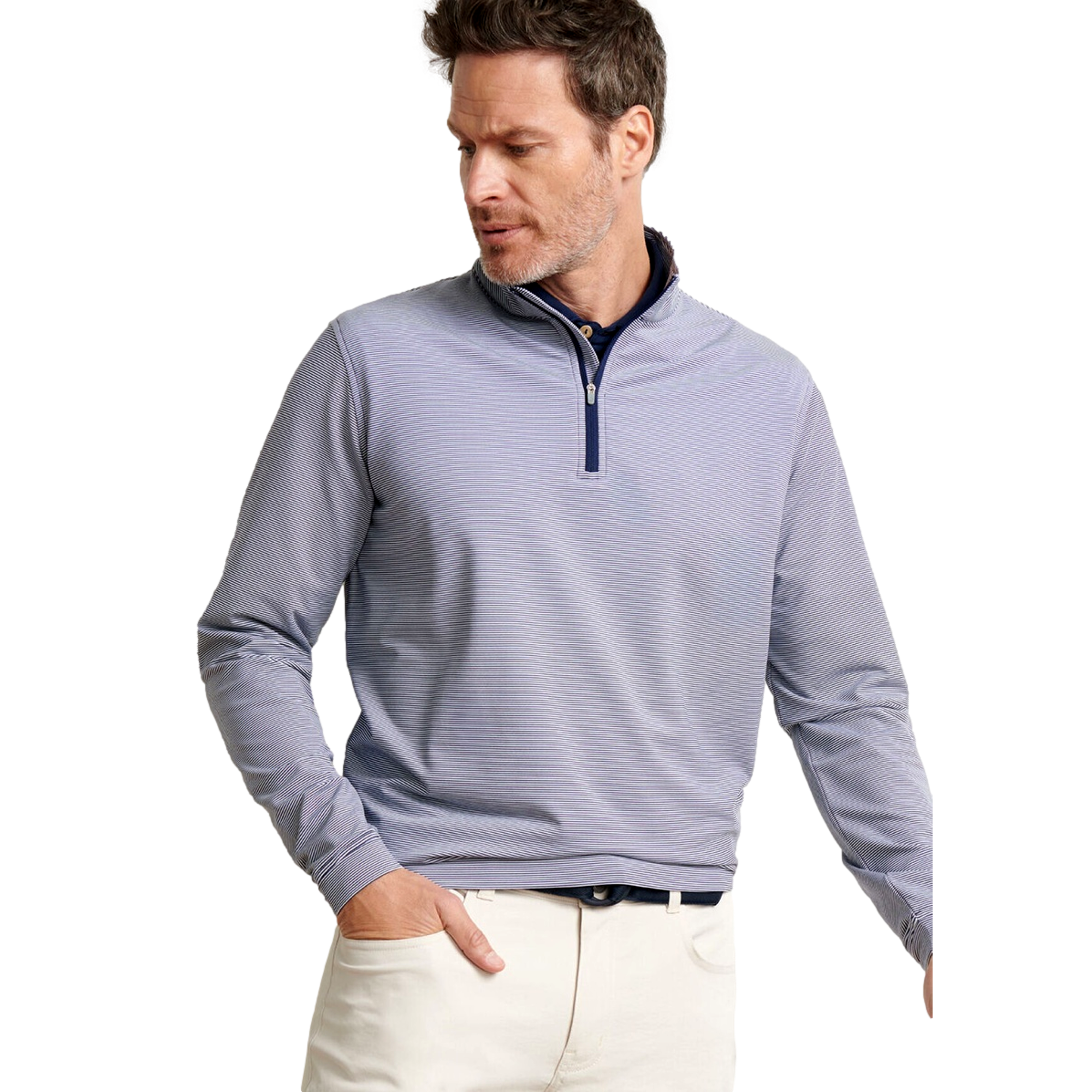 Perth Sugar Stripe Men's Golf Quarter Zip