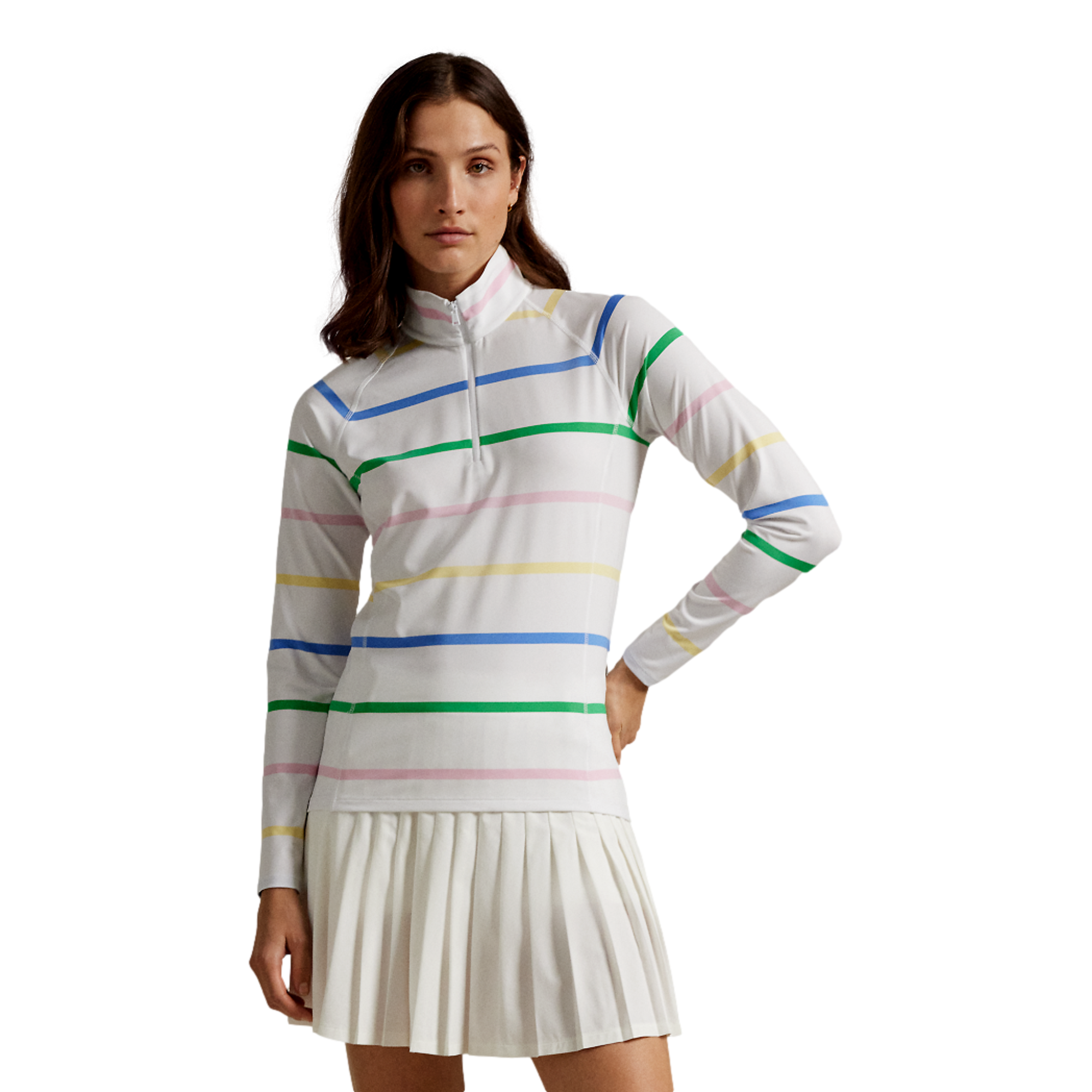 Women's Striped Stretch Jersey Quarter Zip