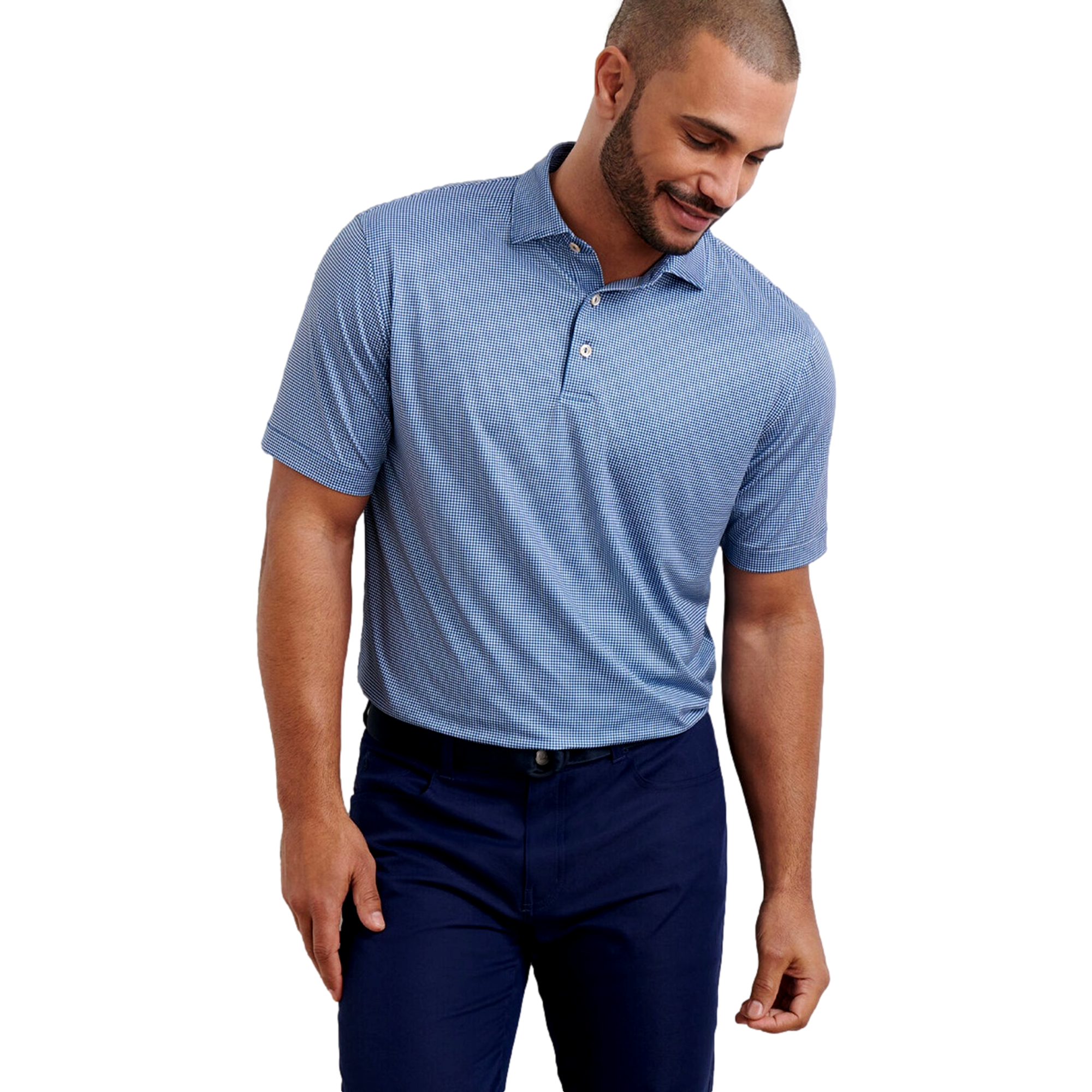 Gingham Performance Mens Golf Polo Shirt
