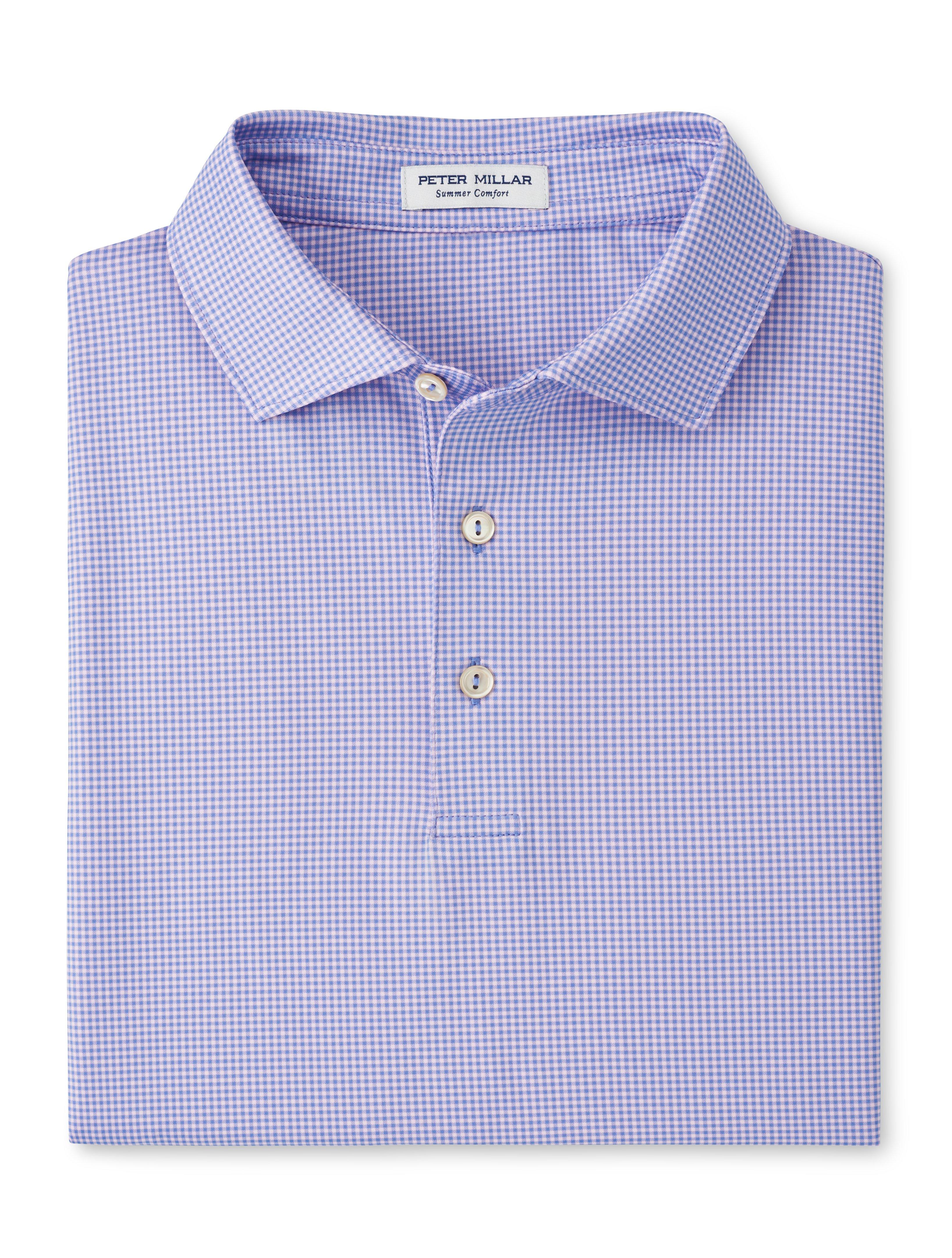 Gingham Performance Mens Golf Polo Shirt
