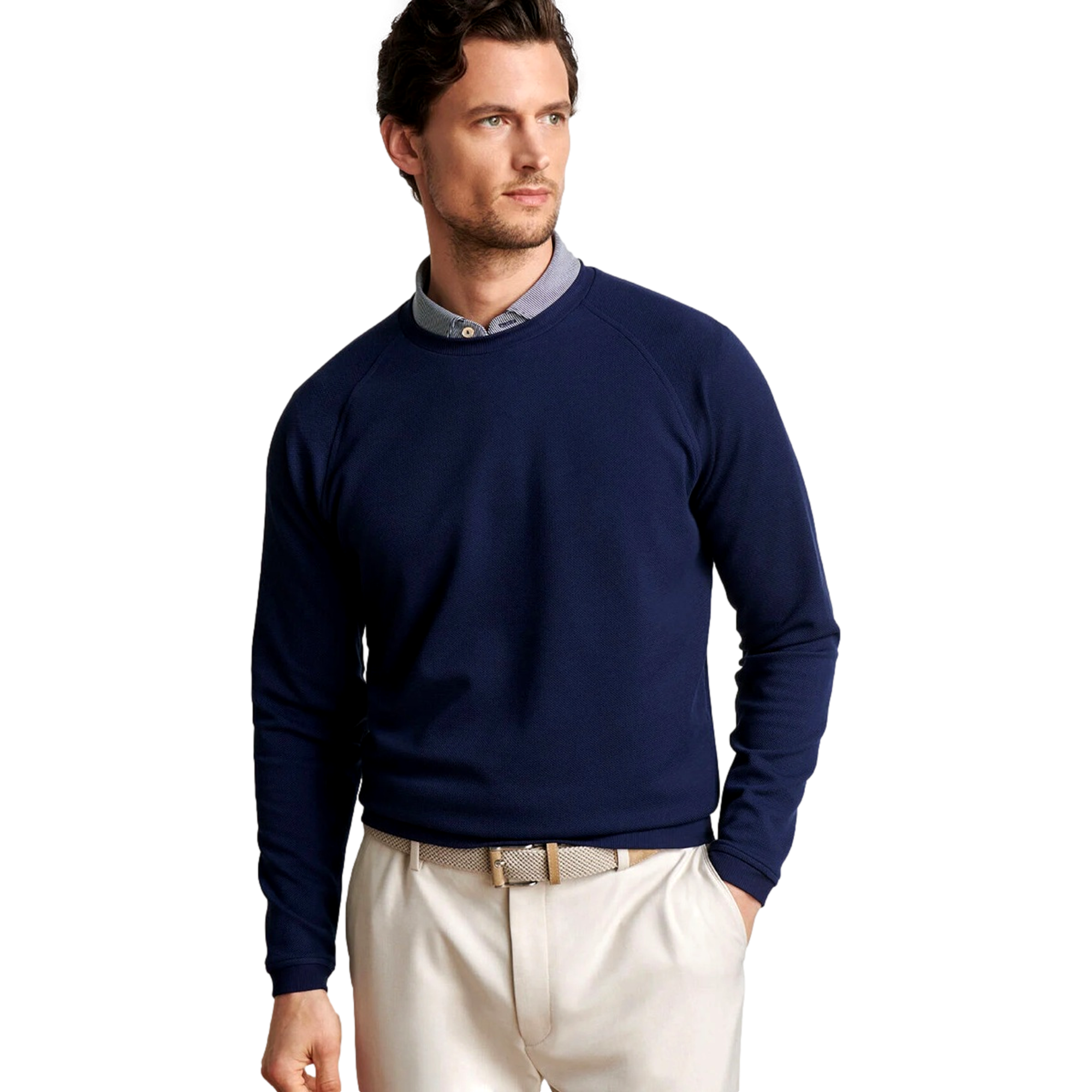 Cradle Pique Performance Mens Crewneck Golf Sweater
