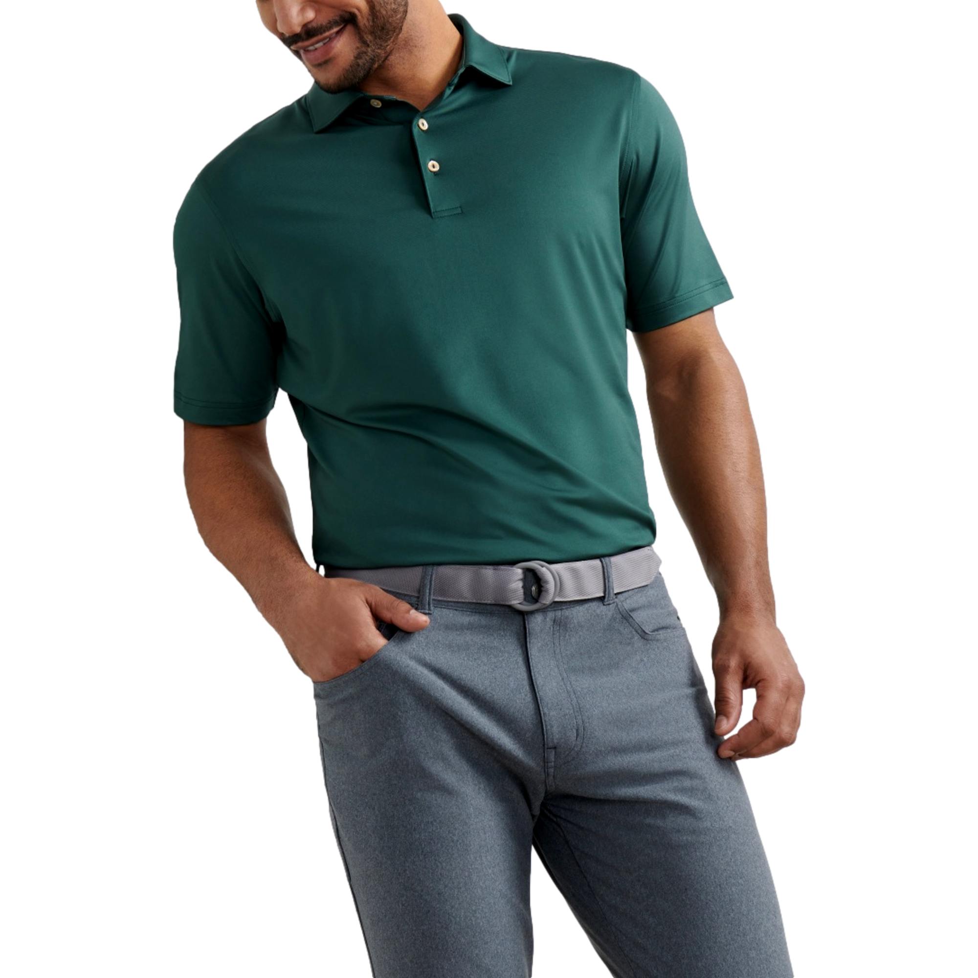 Solid Performance Jersey Men's Short Sleeve Golf Polo Shirt