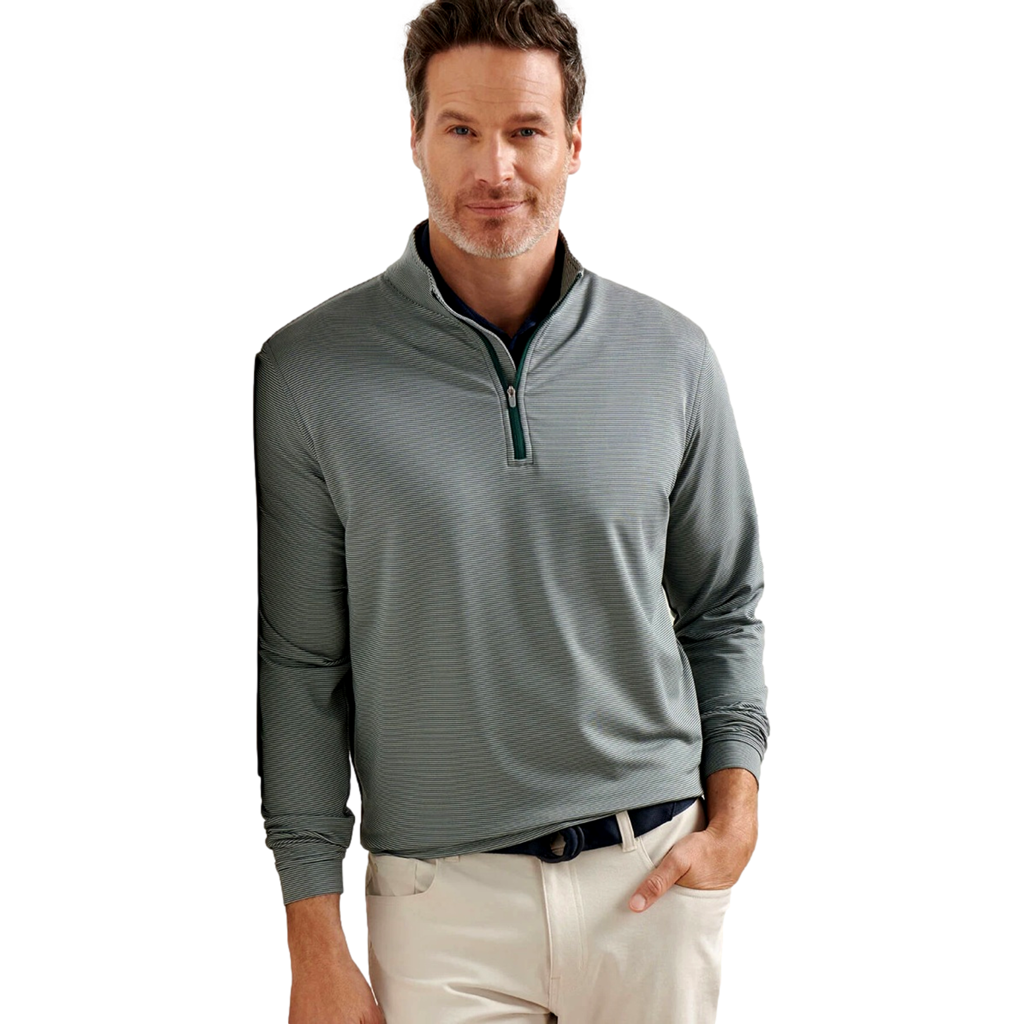 Perth Sugar Stripe Men's Golf Quarter Zip