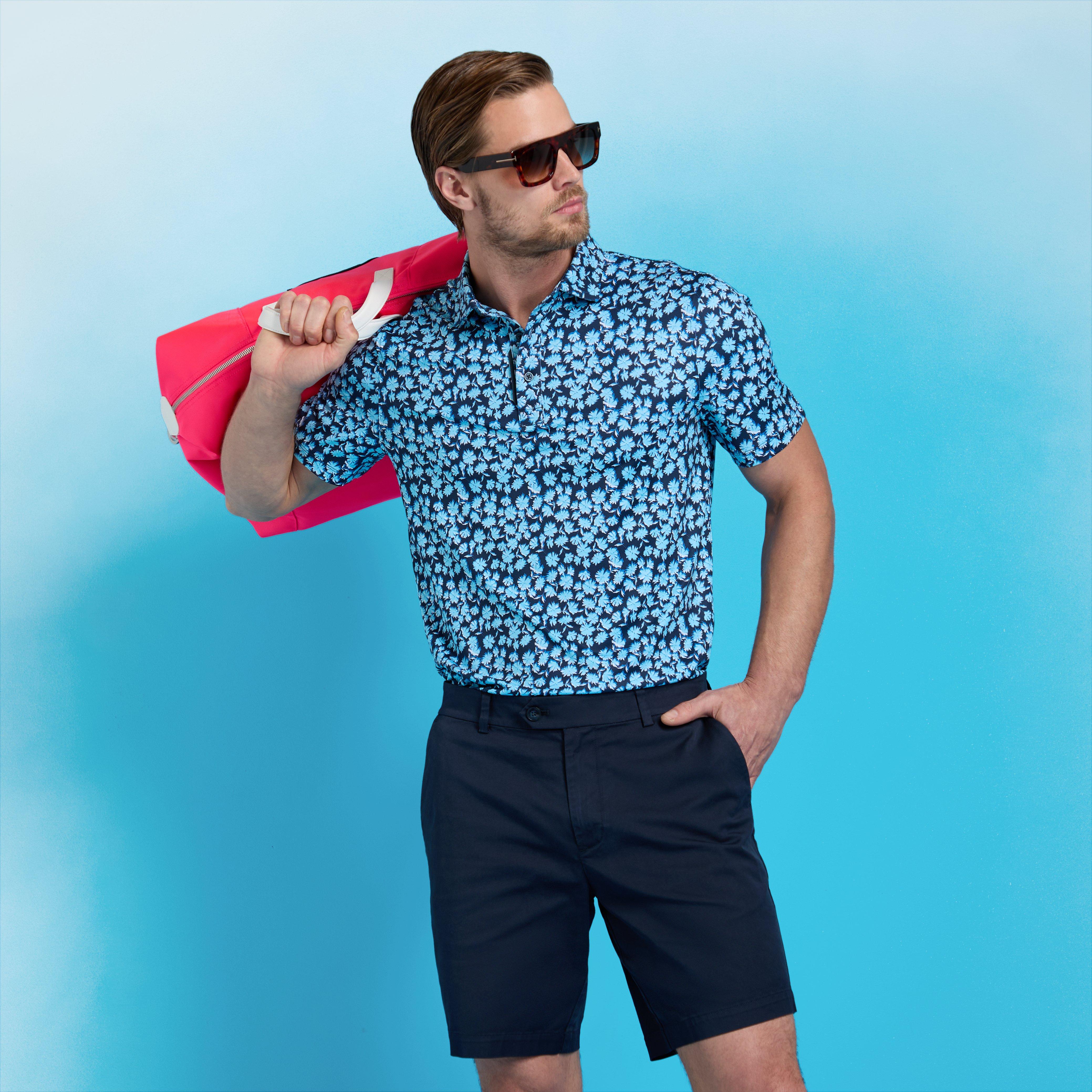Optic Floral Tech Jersey Mens Short Sleeve Golf Polo Shirt