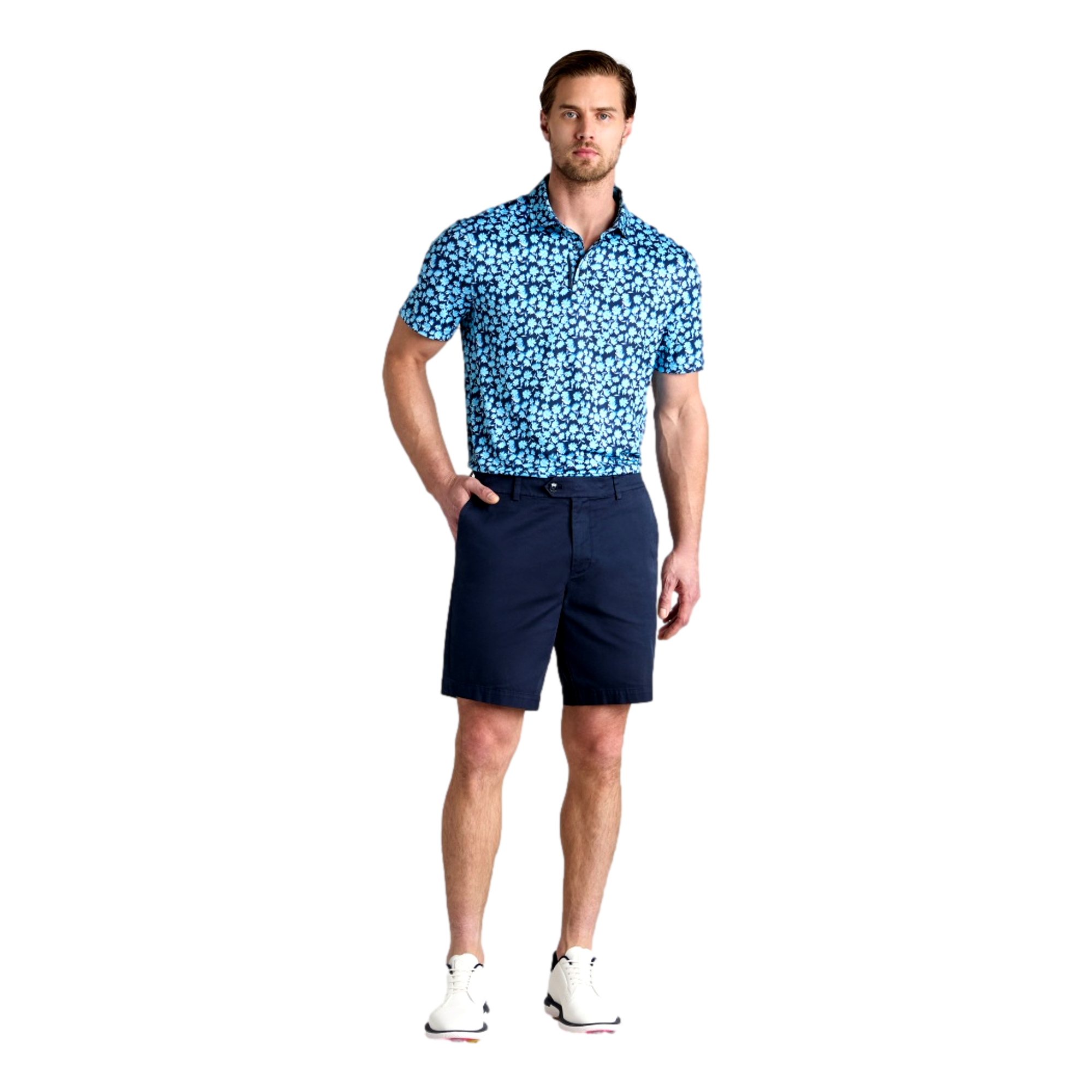 Optic Floral Tech Jersey Mens Short Sleeve Golf Polo Shirt
