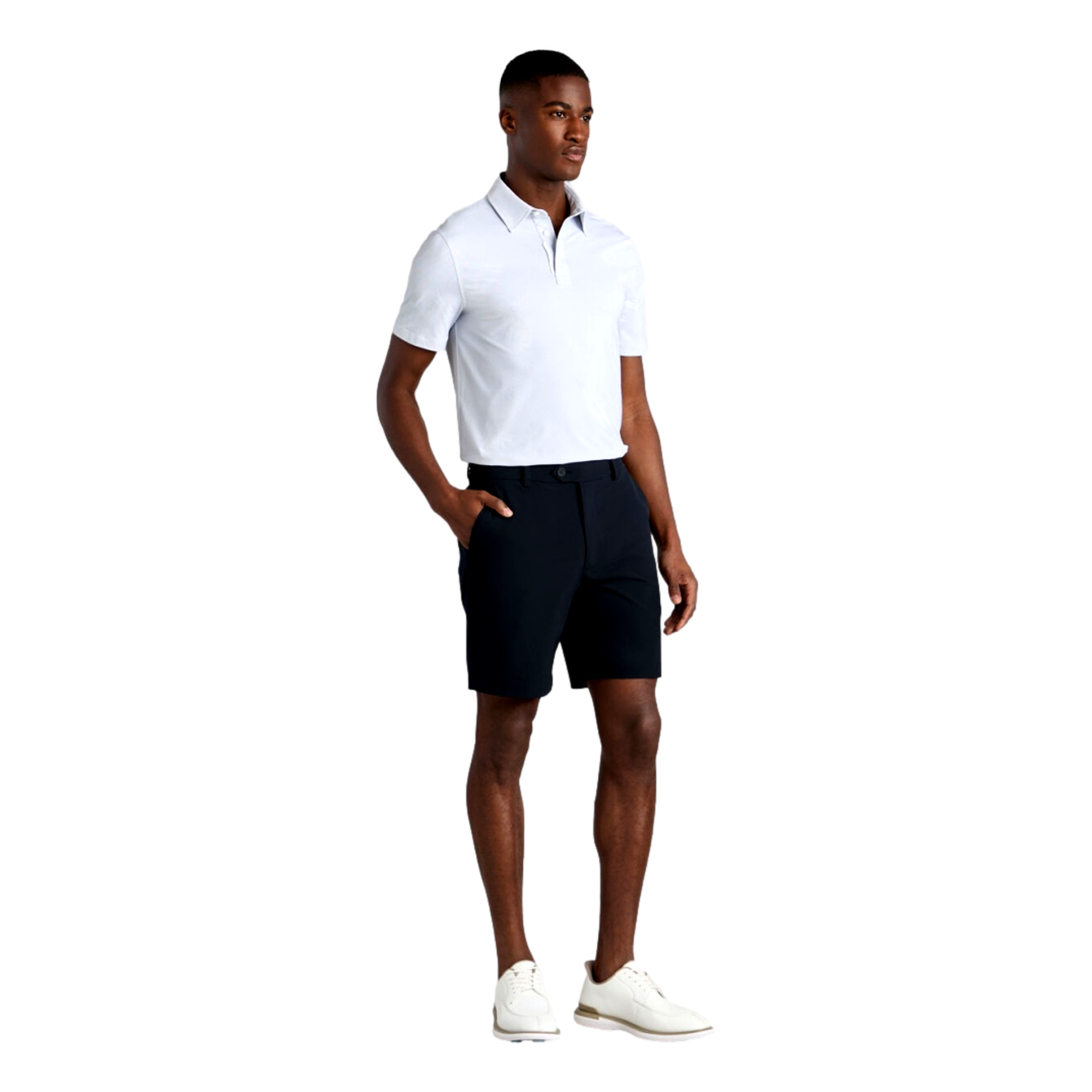 Fine Stretch Jacquard Men's Short Sleeve Golf Polo Shirt