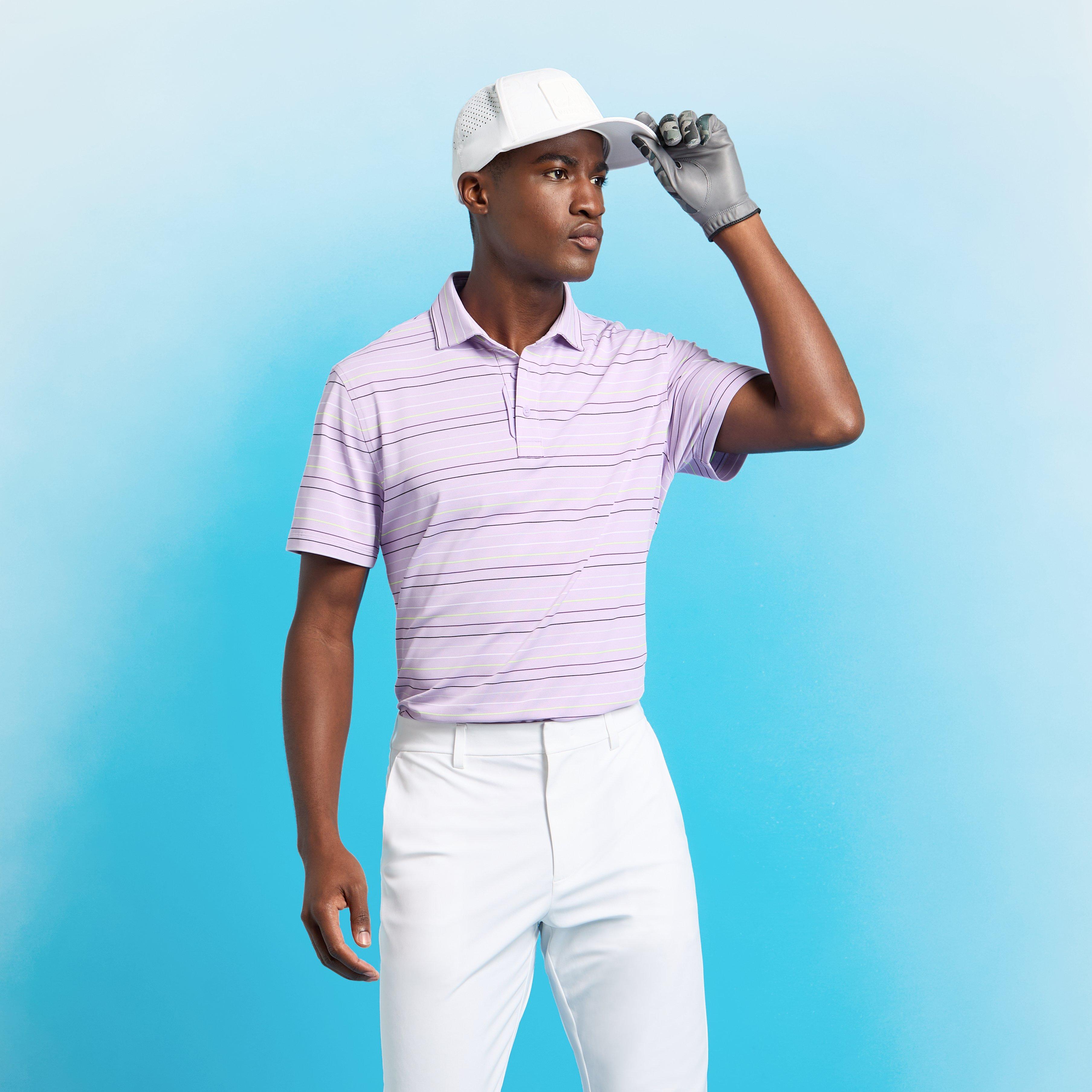 Multi Stripe Tech Pique Men's Short Sleeve Golf Polo Shirt