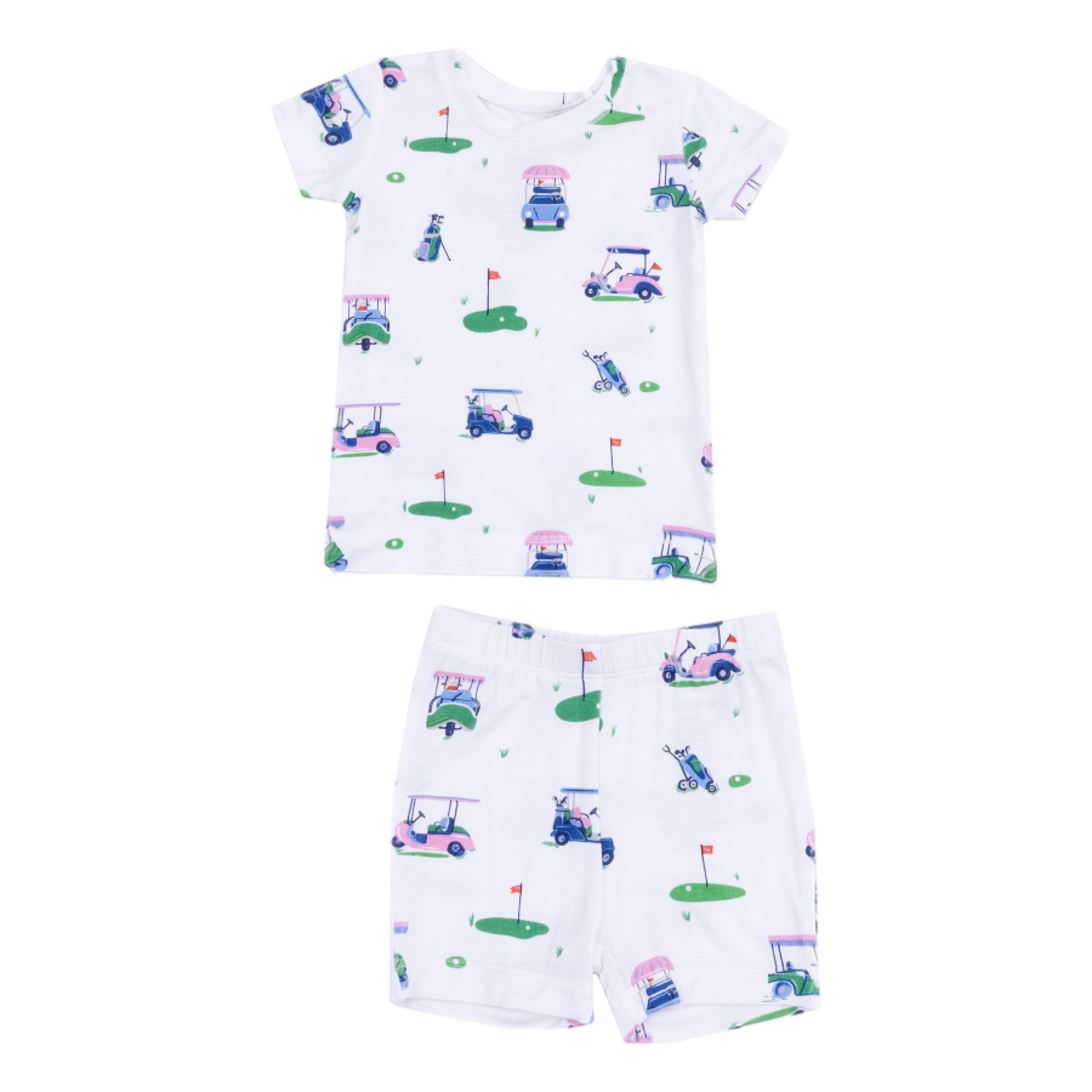 Loungewear Short Set - Vintage Golf Carts Pink
