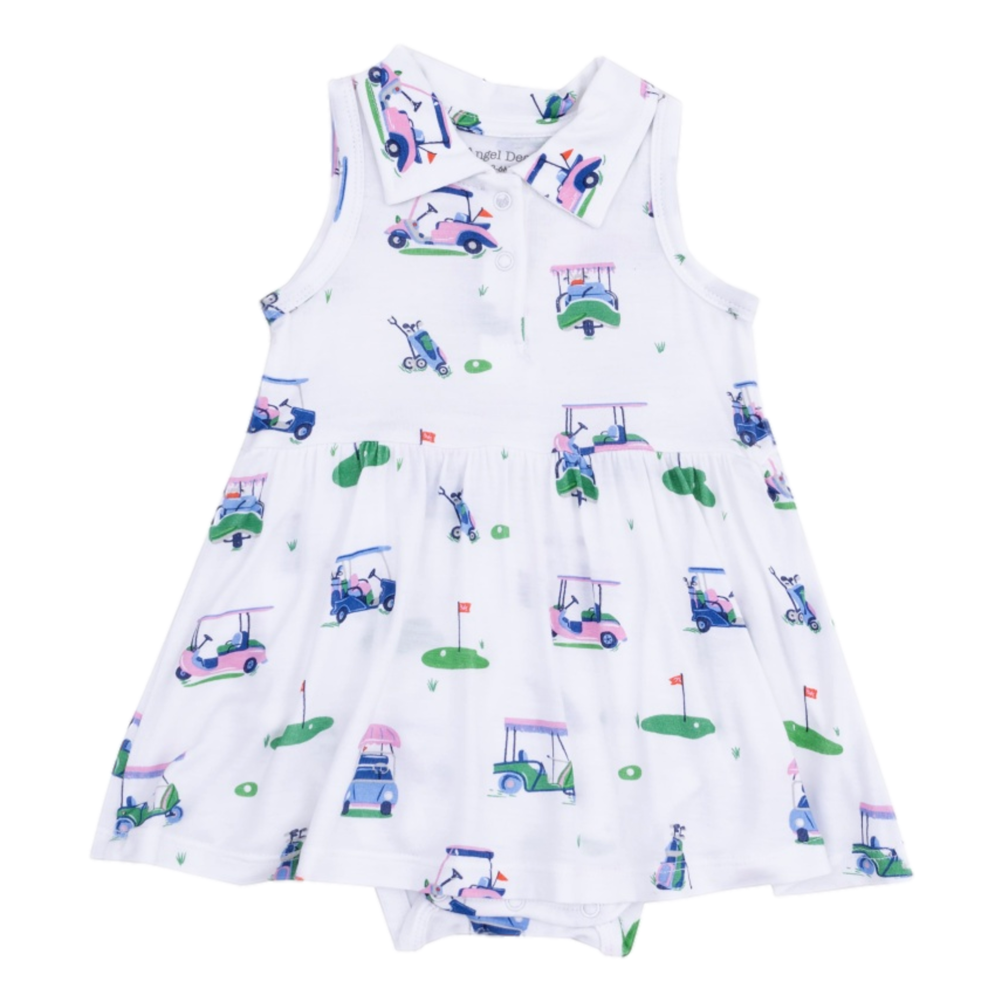 Polo Collar Bodysuit Dress - Vintage Golf Carts Pink