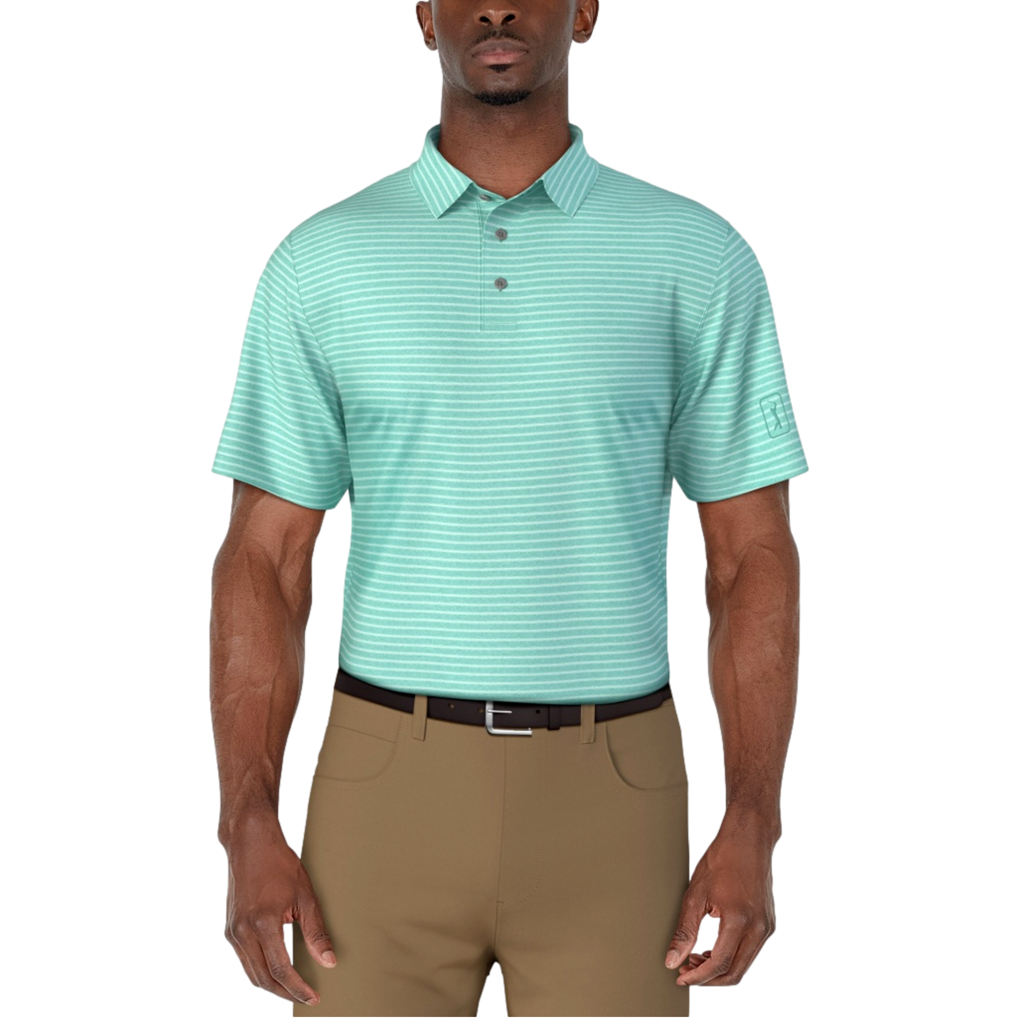Heather Feeder Stripe Men's Short Sleeve Golf Polo