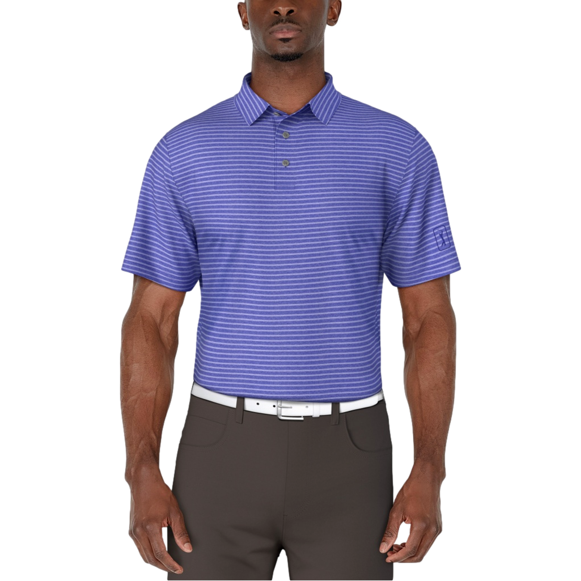 Heather Feeder Stripe Men's Short Sleeve Golf Polo