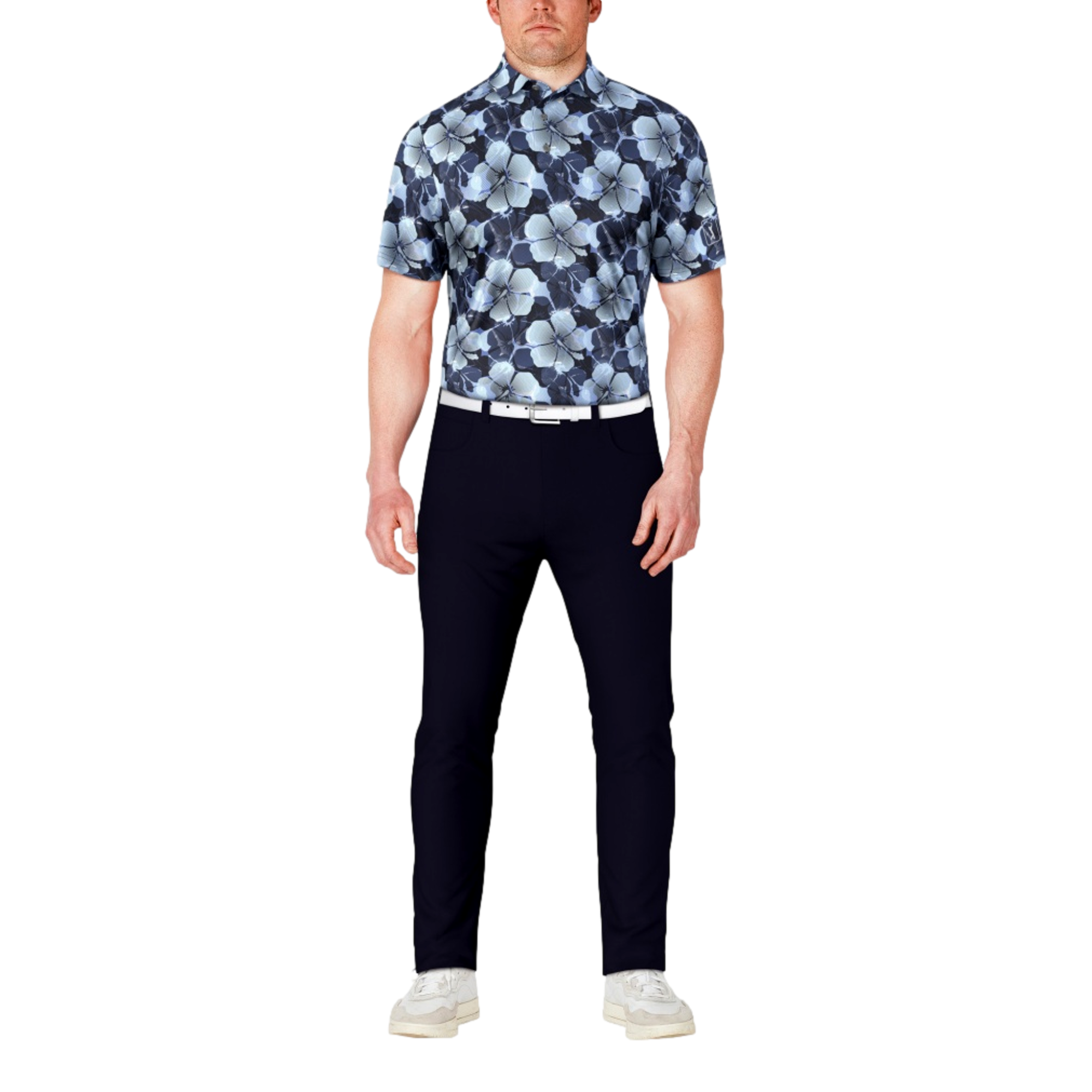 Hibiscus Print Men's Short Sleeve Polo