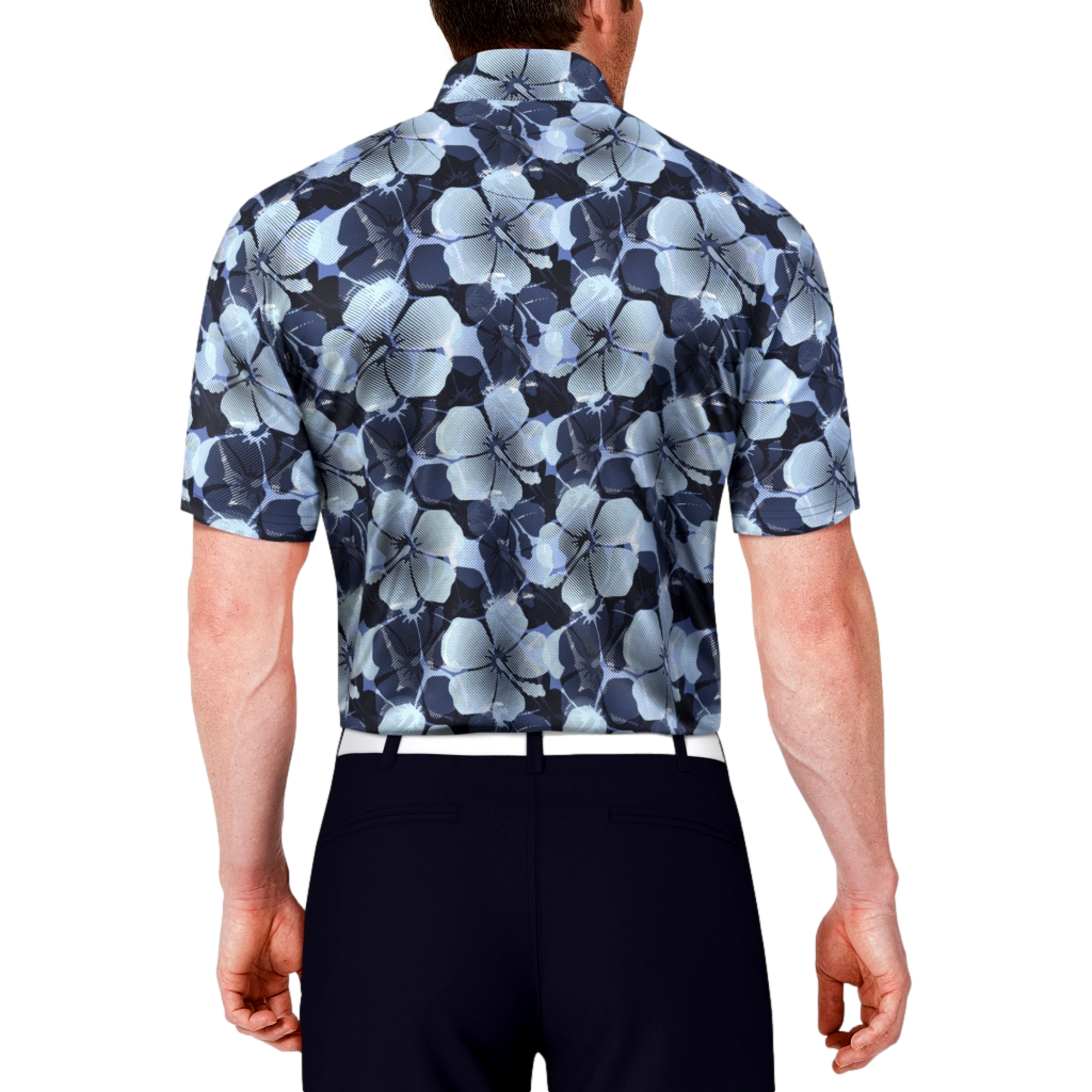 Hibiscus Print Men's Short Sleeve Polo