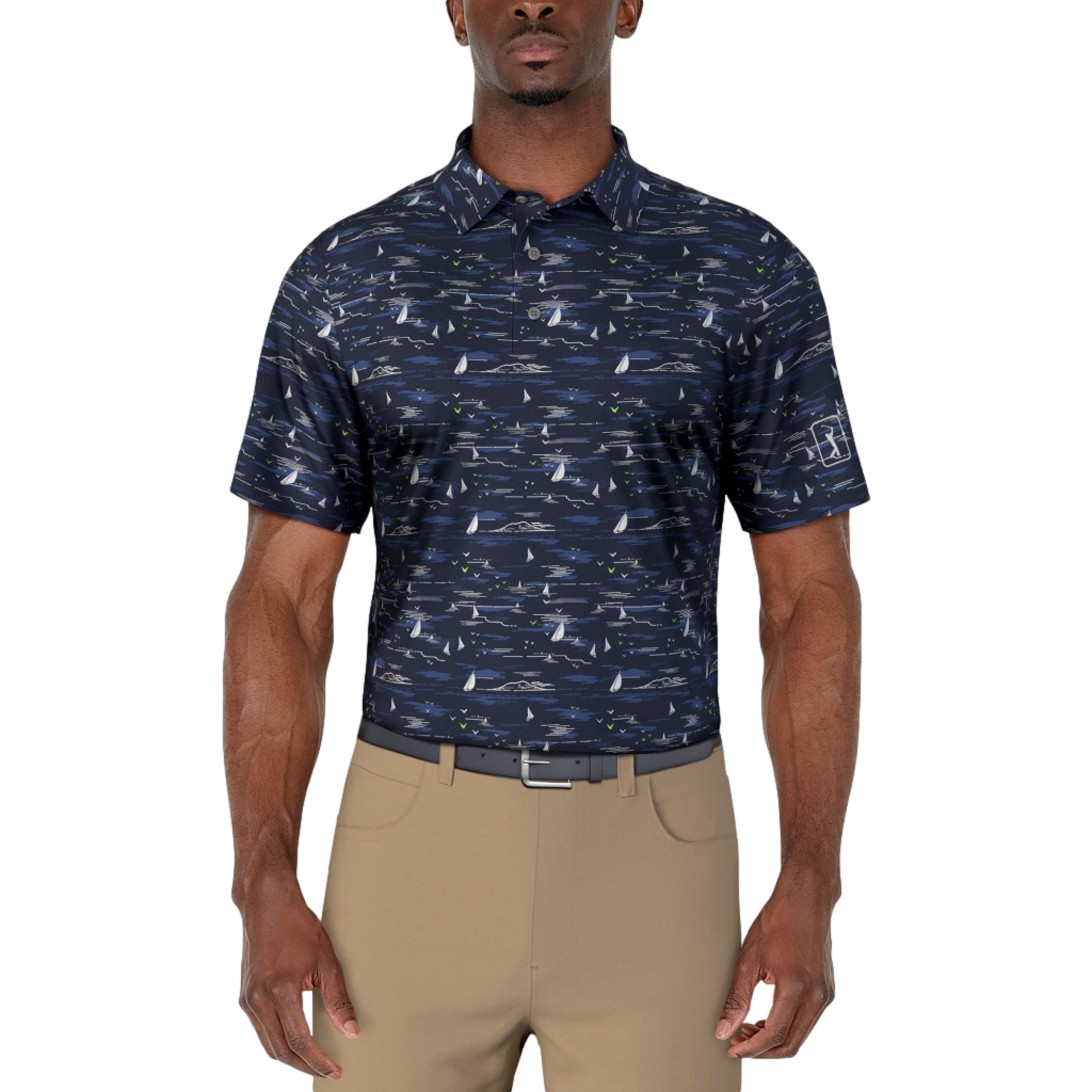Nautical Print Men's Short Sleeve Polo