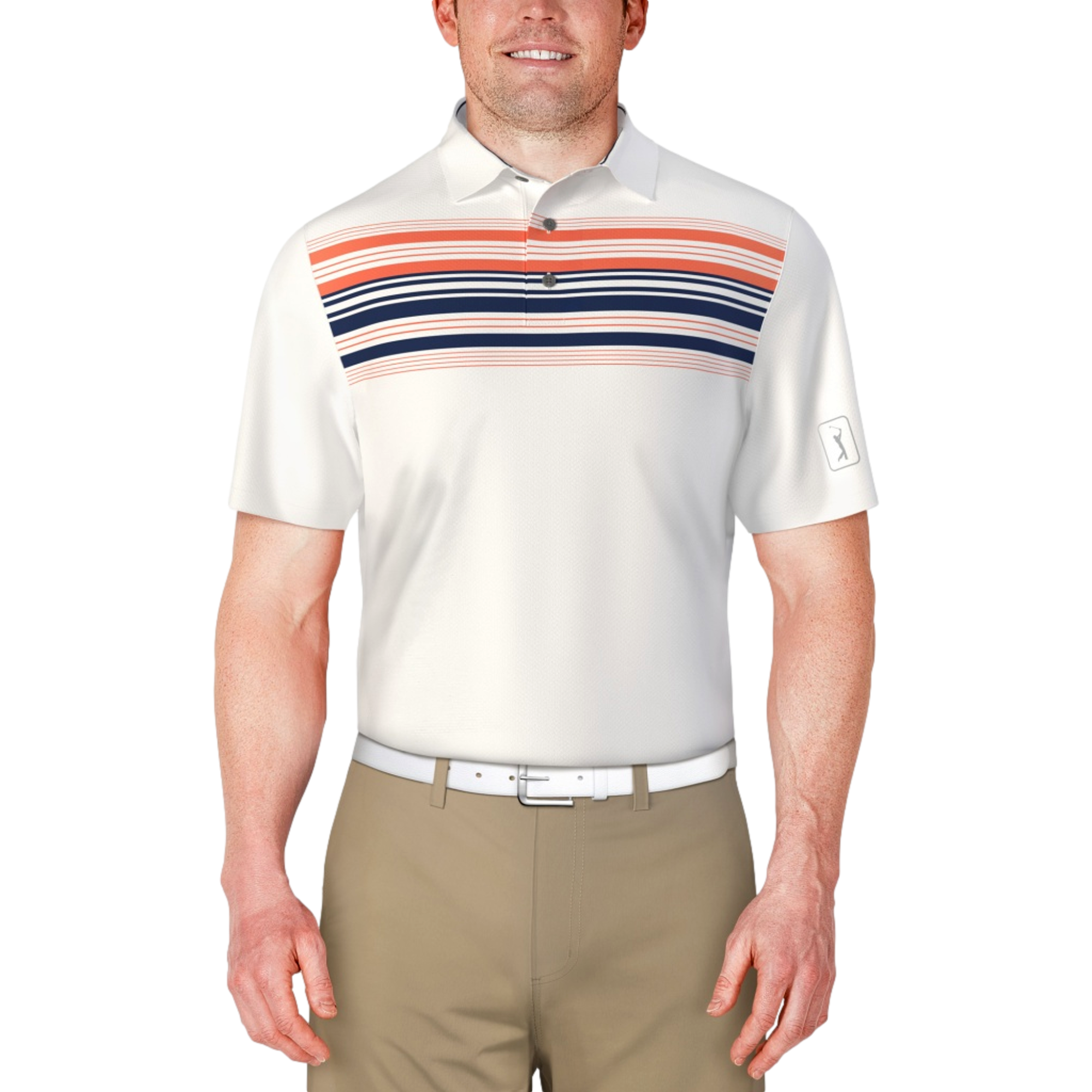 Chest Striped Men's Short Sleeve Polo