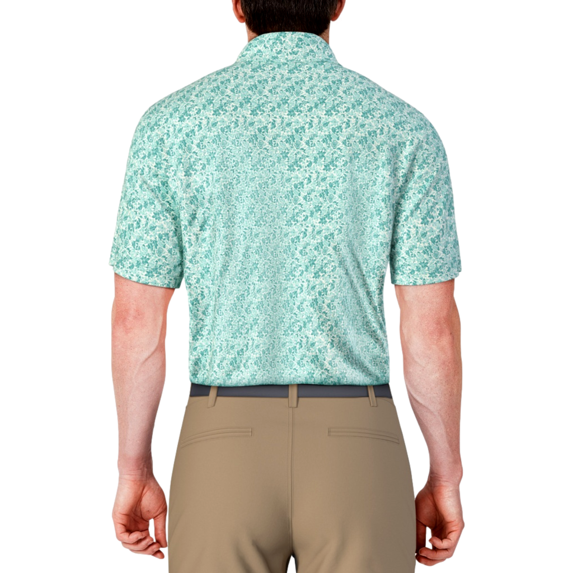 Short Sleeve Botanical Print Men's Golf Polo Shirt