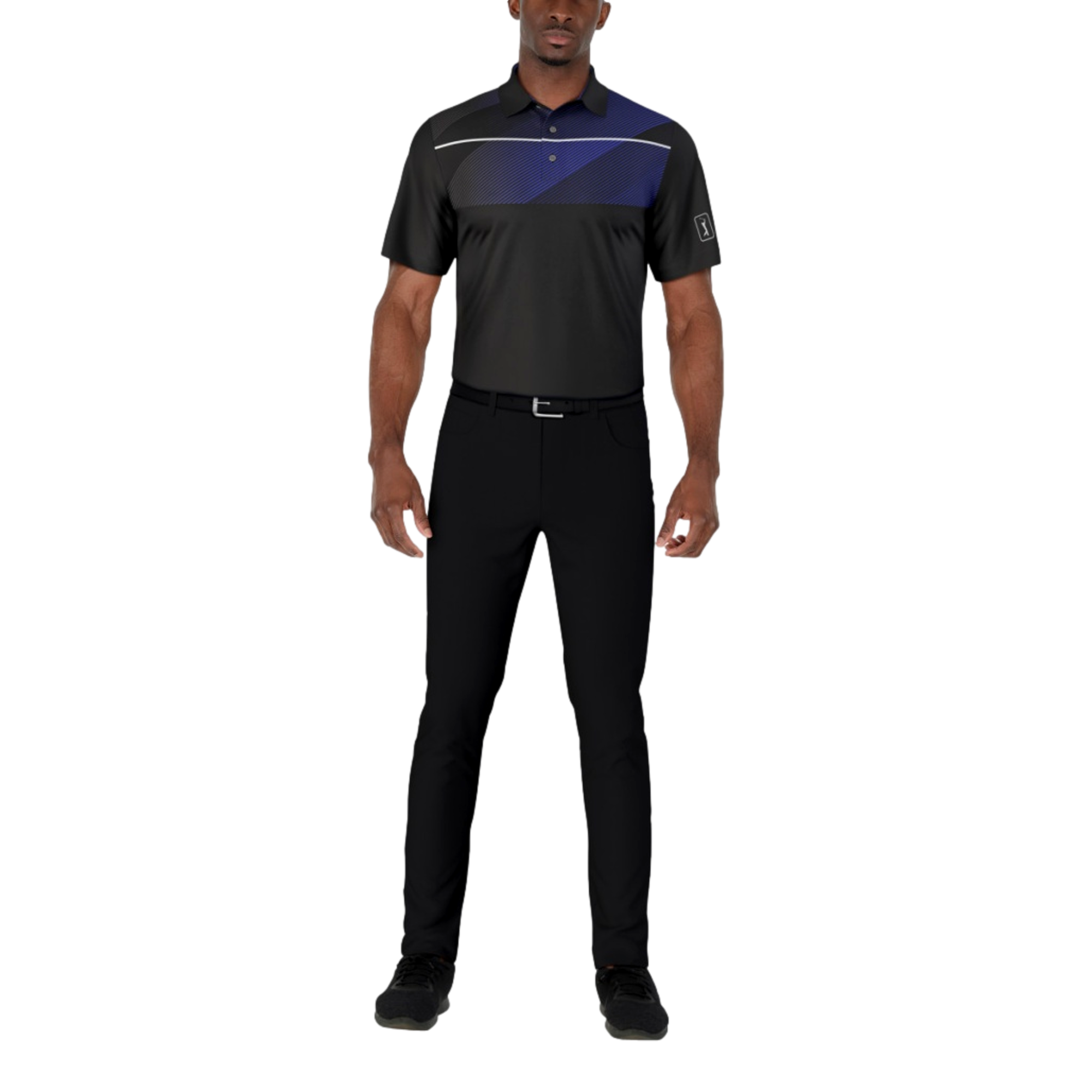 Short Sleeve Chest Stripe Print Men's Golf Polo Shirt