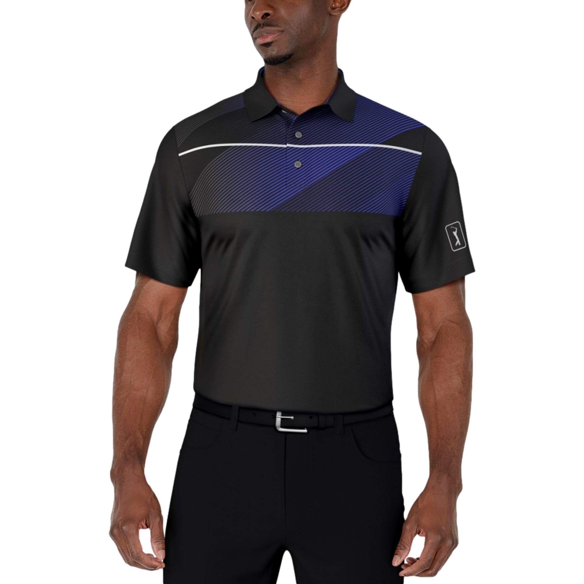 Short Sleeve Chest Stripe Print Men's Golf Polo Shirt