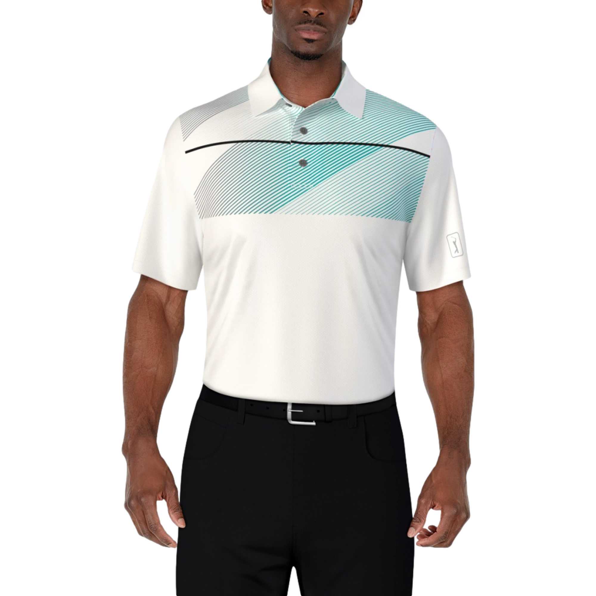 Short Sleeve Chest Stripe Print Men's Golf Polo Shirt