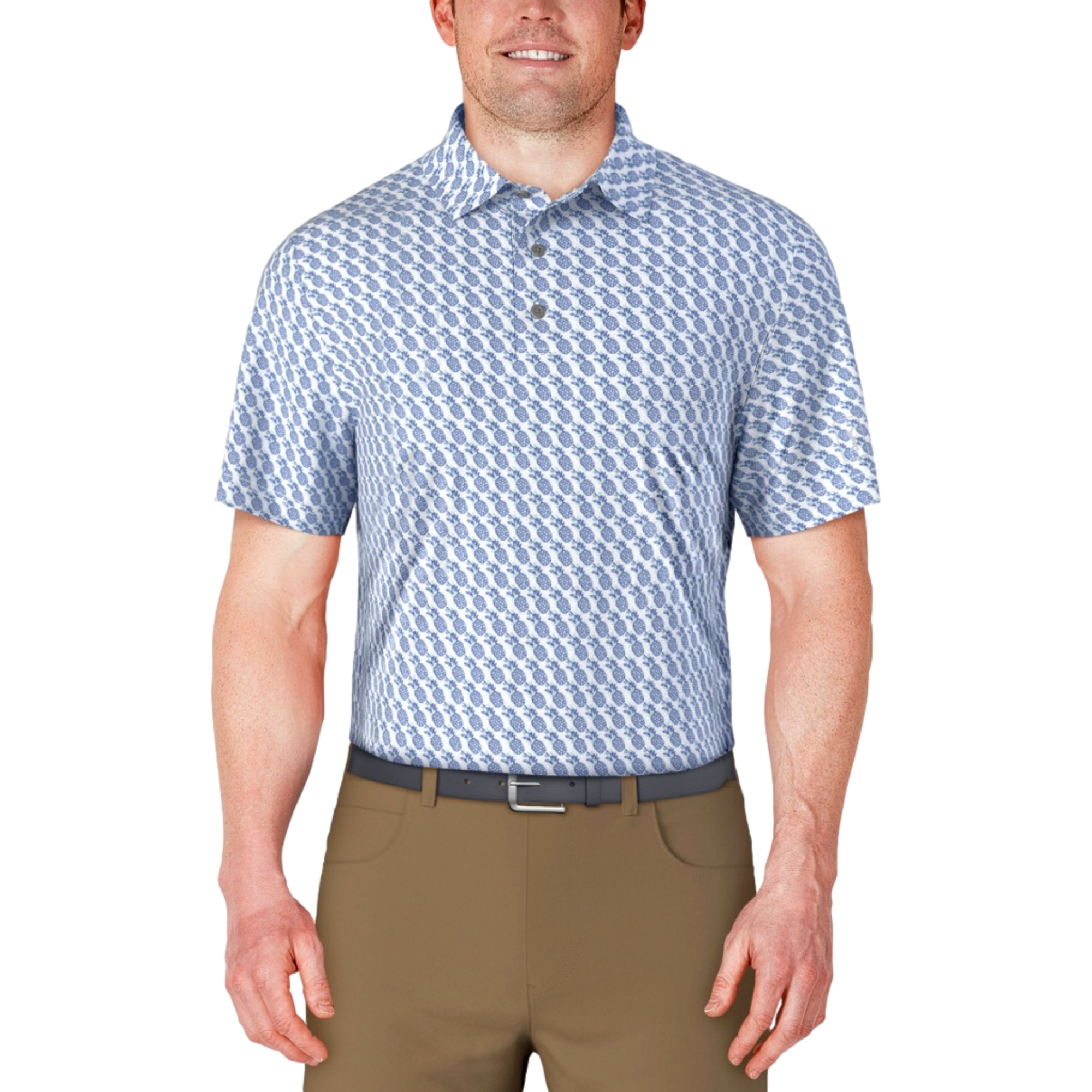 Short Sleeve Pineapple Conversational Men's Golf Polo Shirt