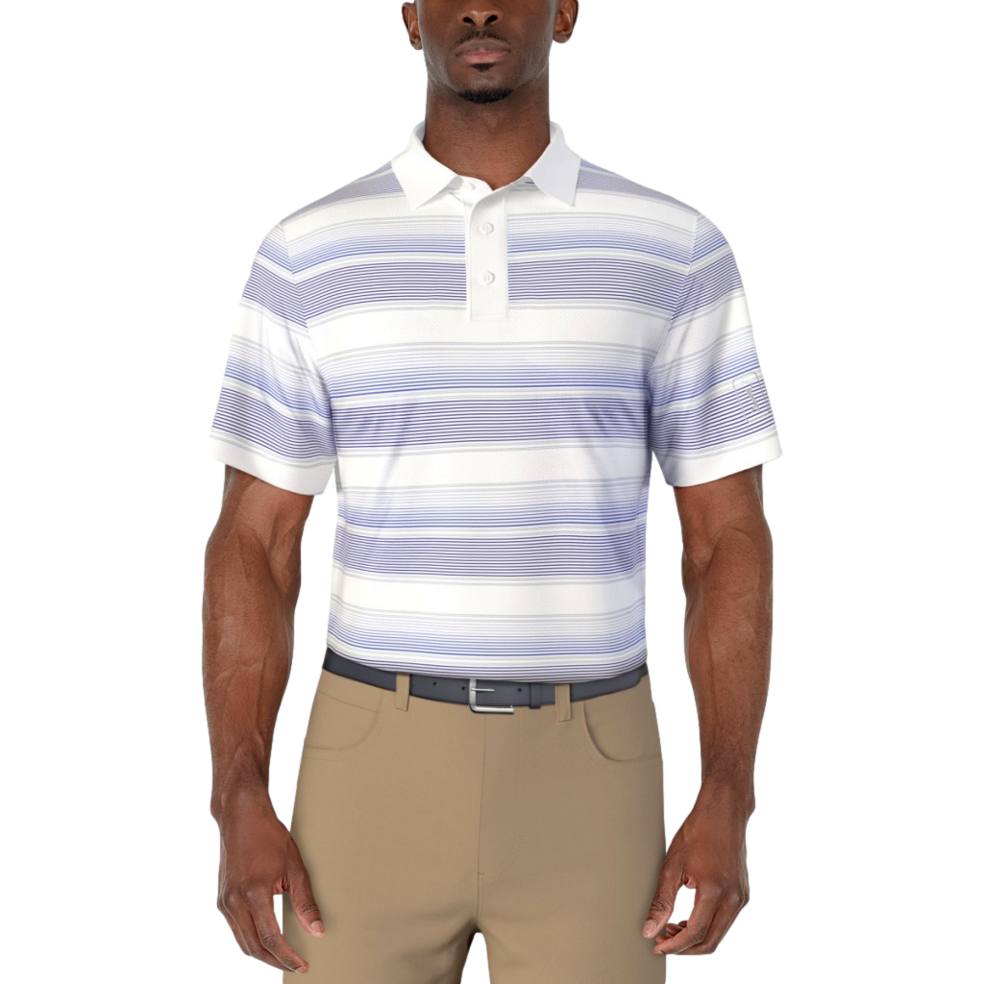 Short Sleeve All Over Stripe Print Men's Golf Polo Shirt