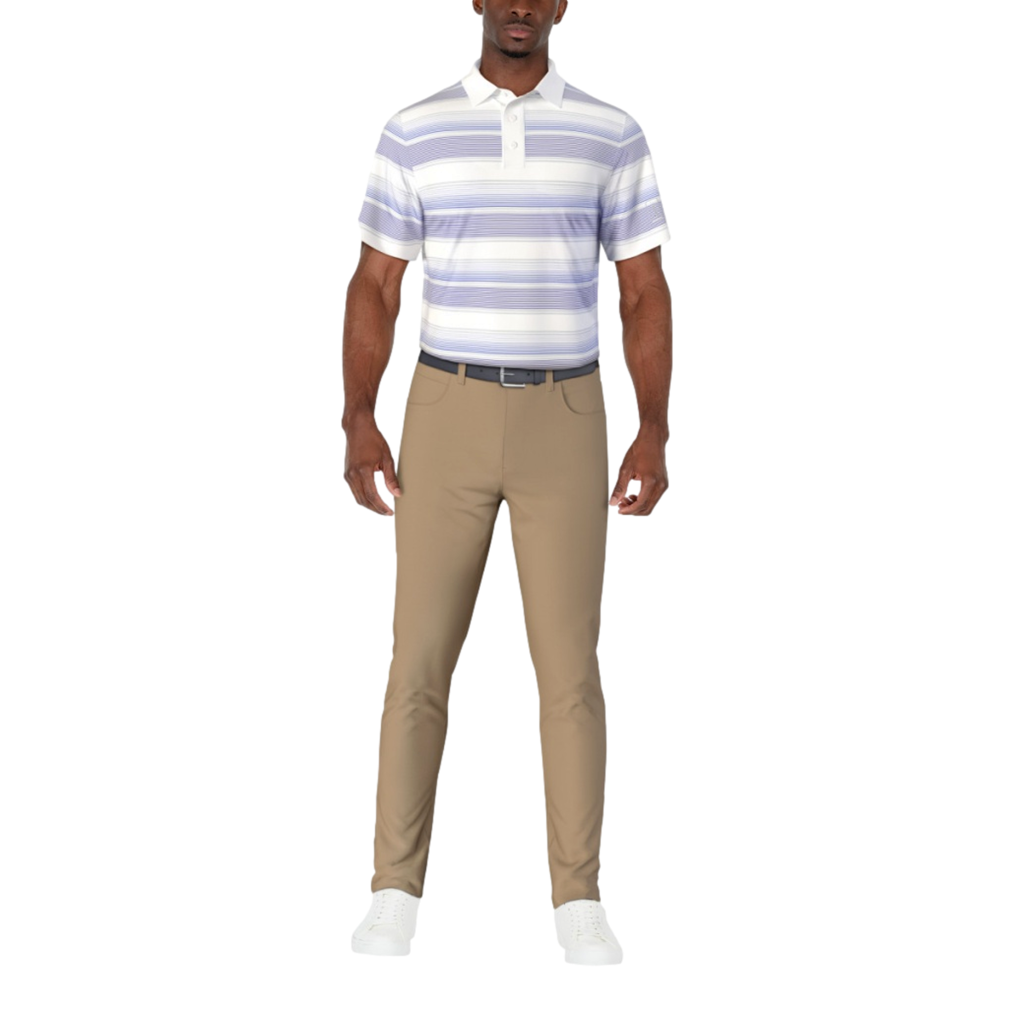 Short Sleeve All Over Stripe Print Men's Golf Polo Shirt