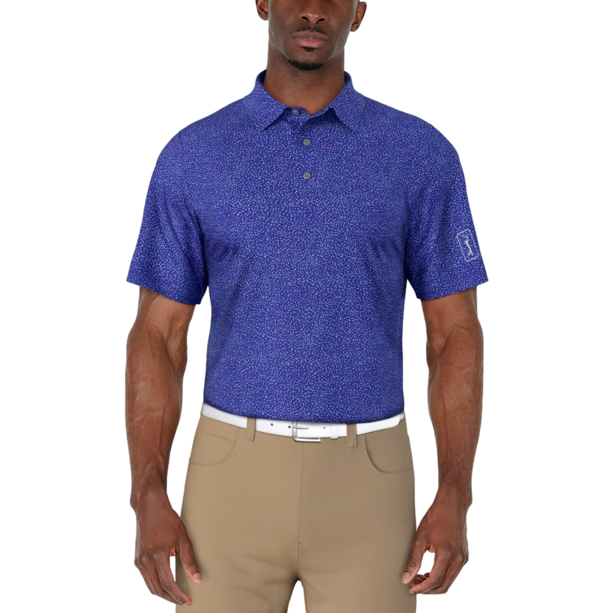 Short Sleeve Confetti Print Men's Golf Polo Shirt