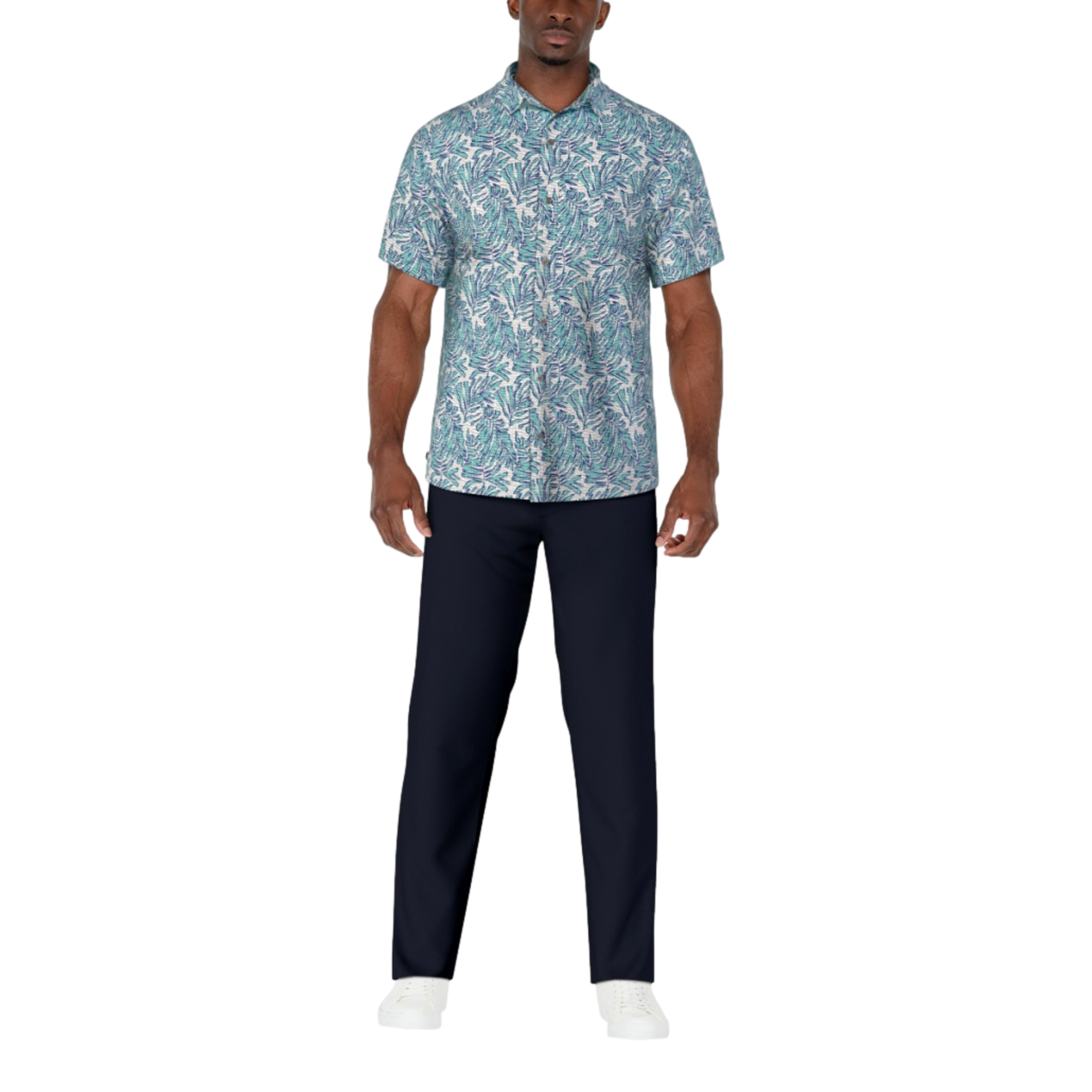 Short Sleeve Palm Print Men's Golf Polo Shirt