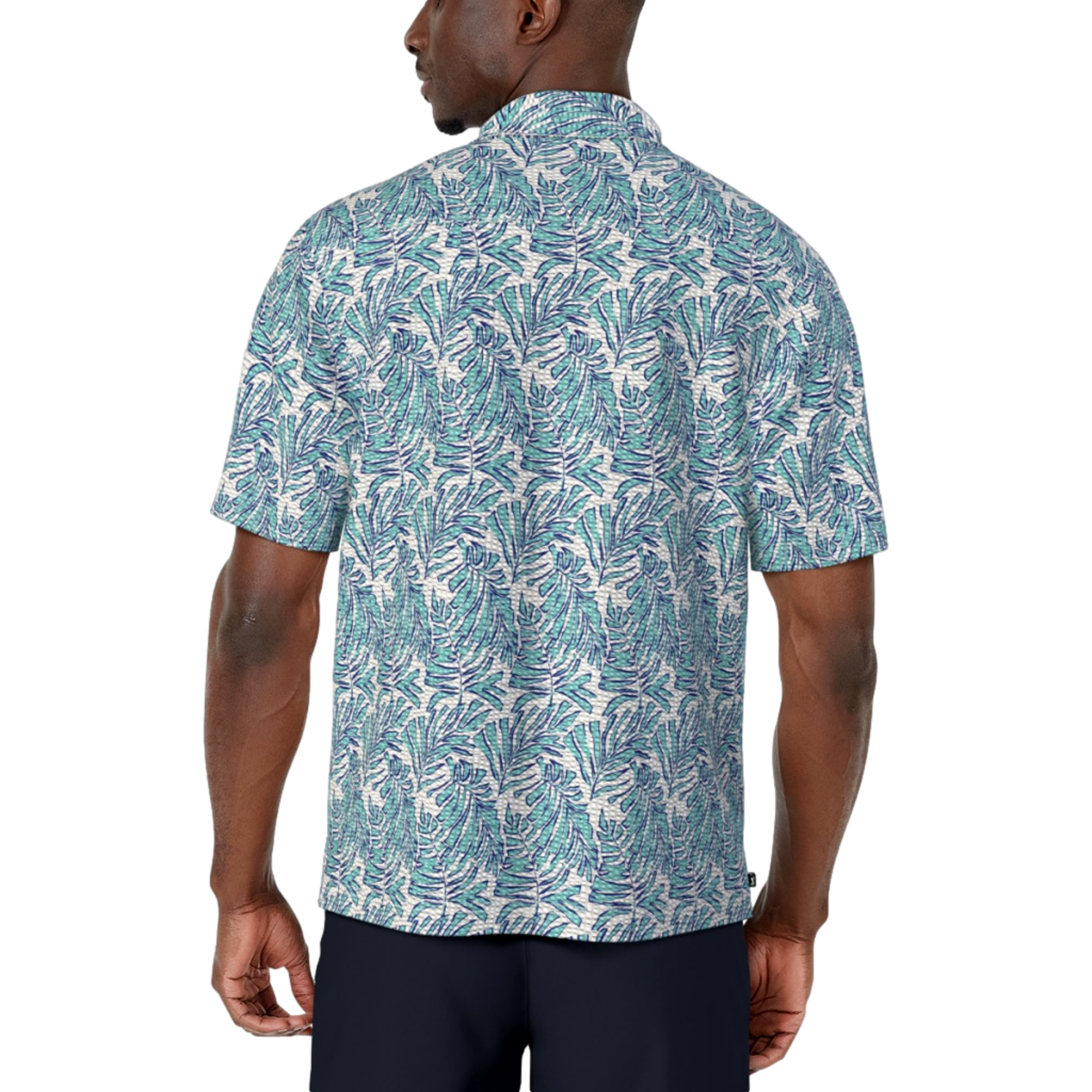 Short Sleeve Palm Print Men's Golf Polo Shirt