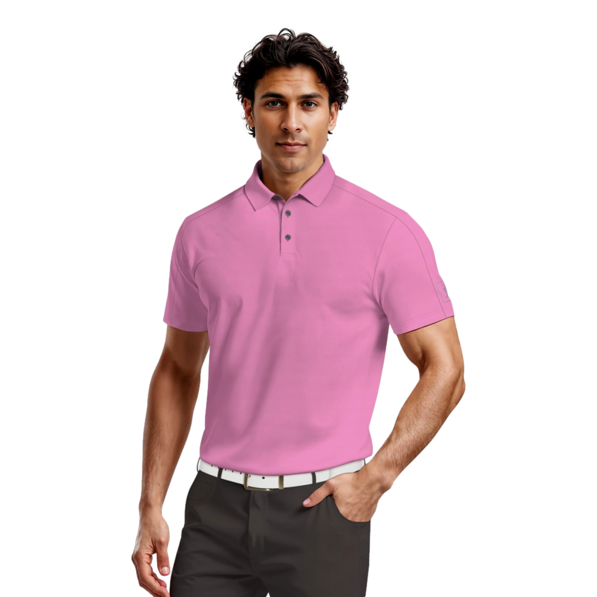 Nylon Cooling Texture Men's Short Sleeve Golf Polo Shirt