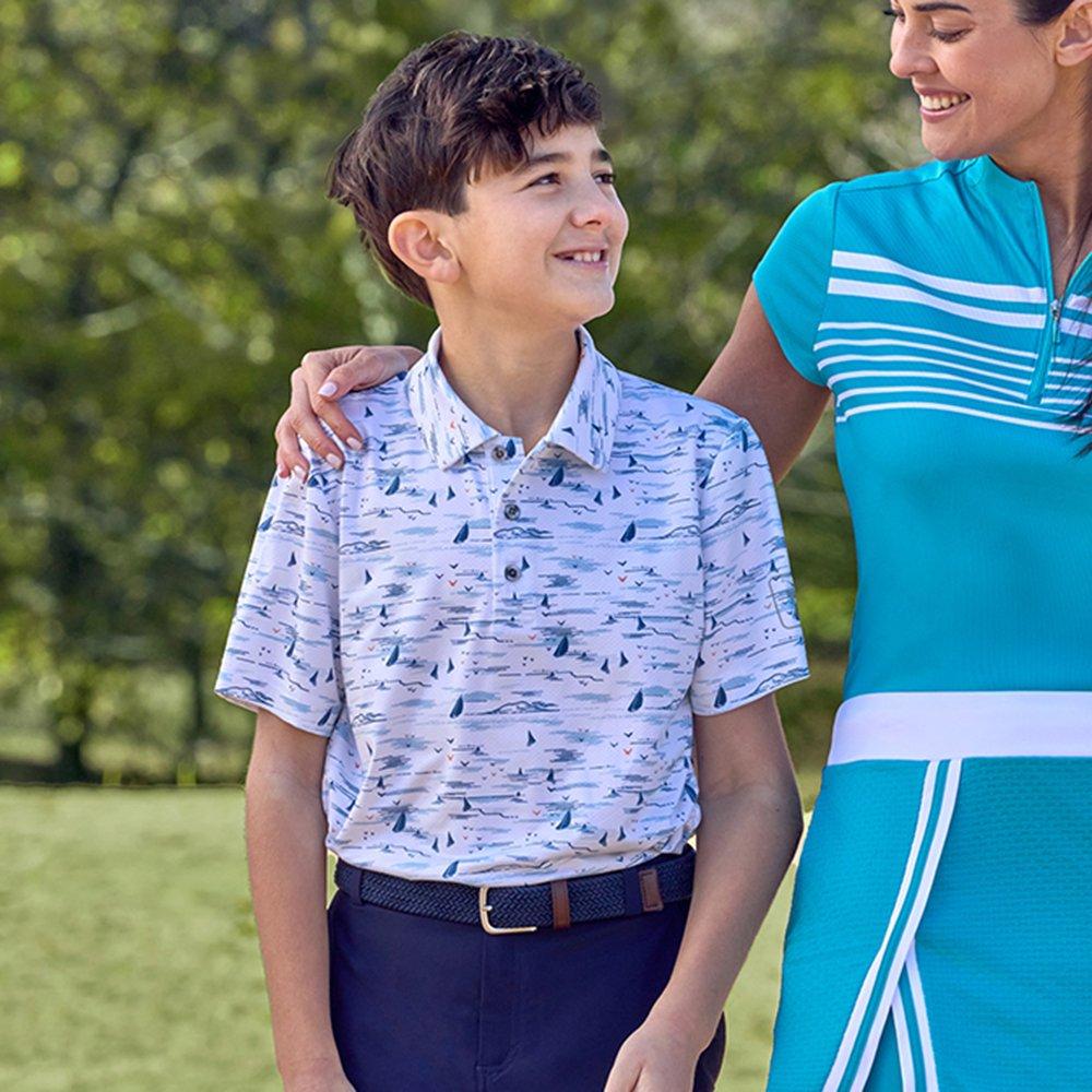 Nautical Print Boy's Short Sleeve Polo