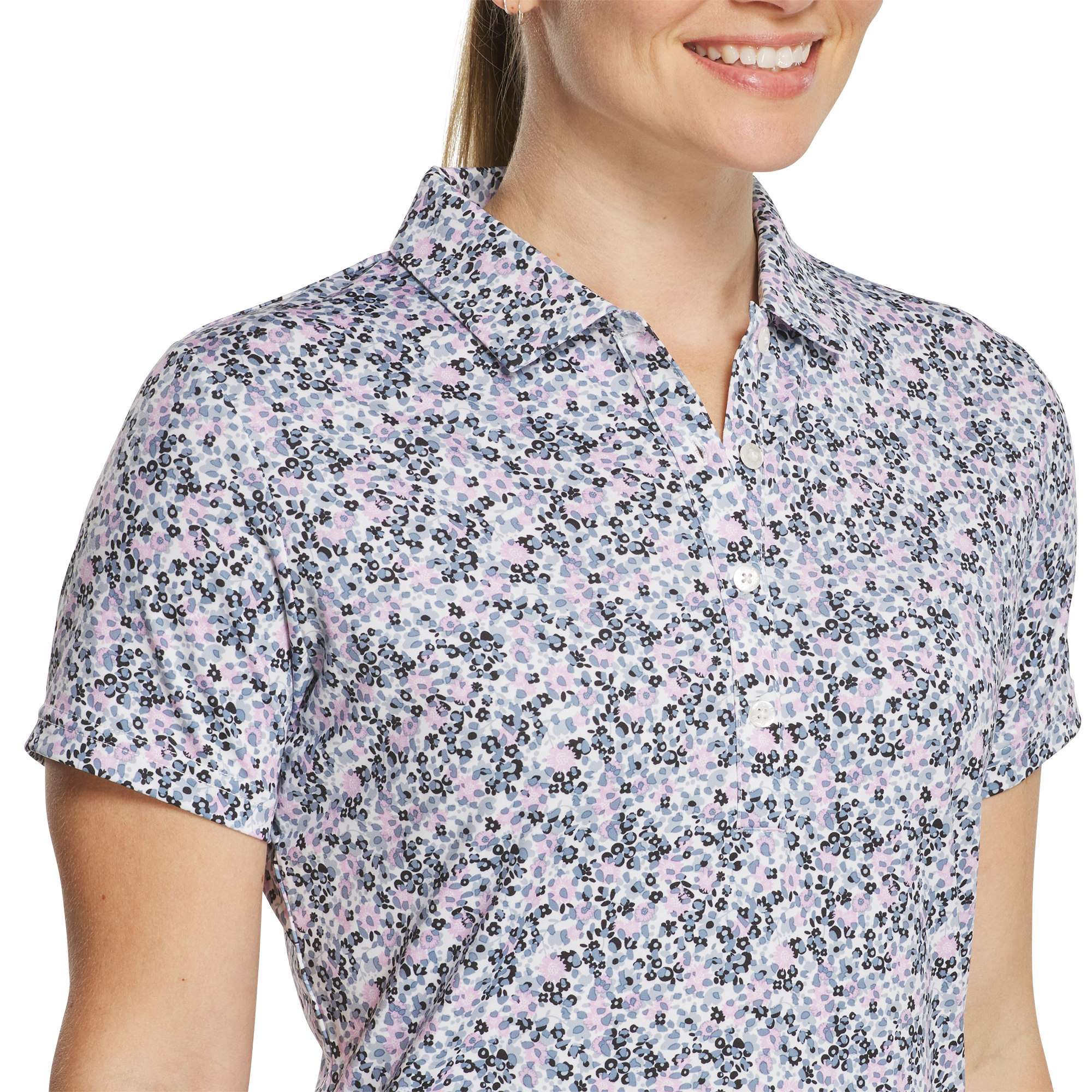 Floral Lisle Women's Short Sleeve Golf Polo Shirt
