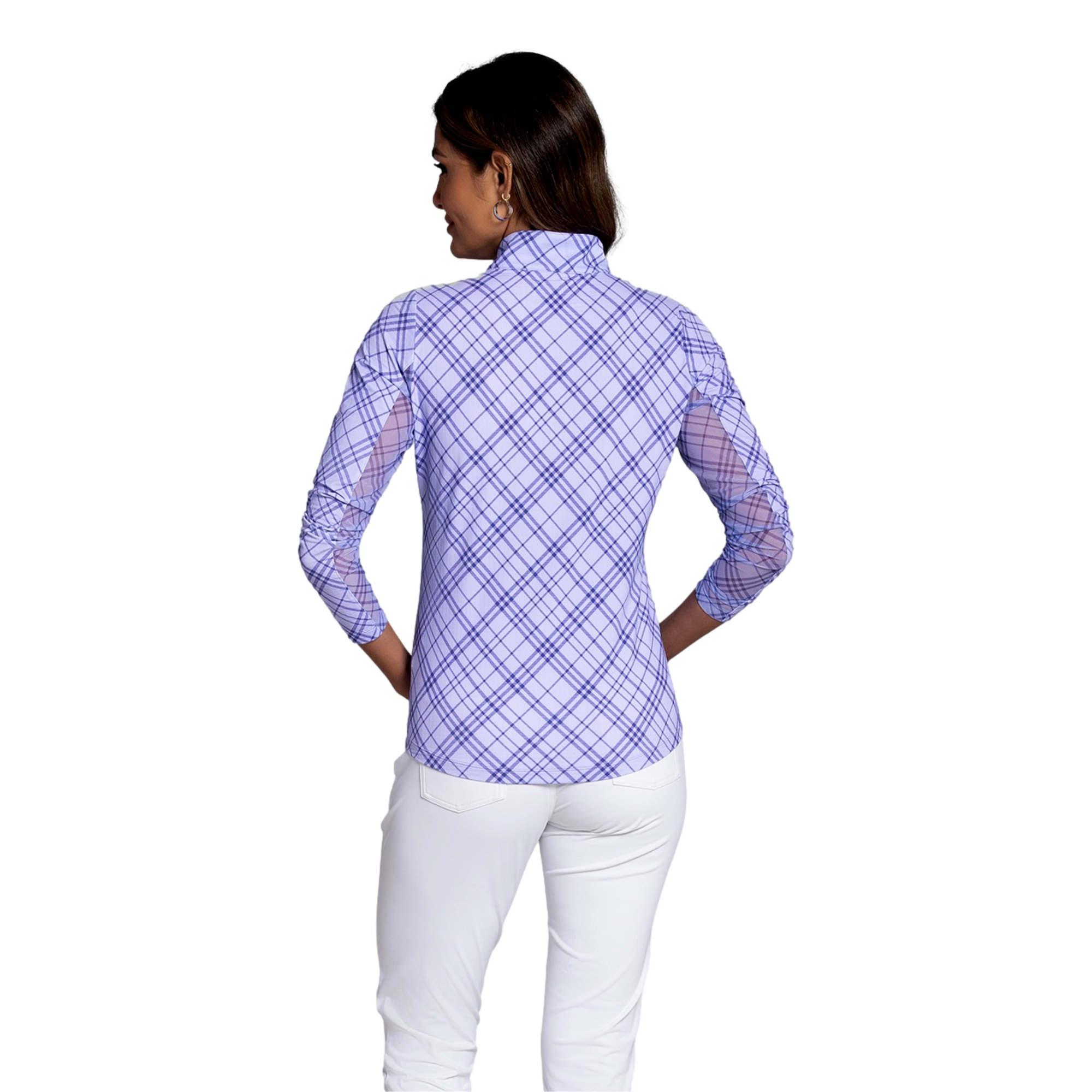 Tony Plaid Mockneck Women's Golf Quarter Zip