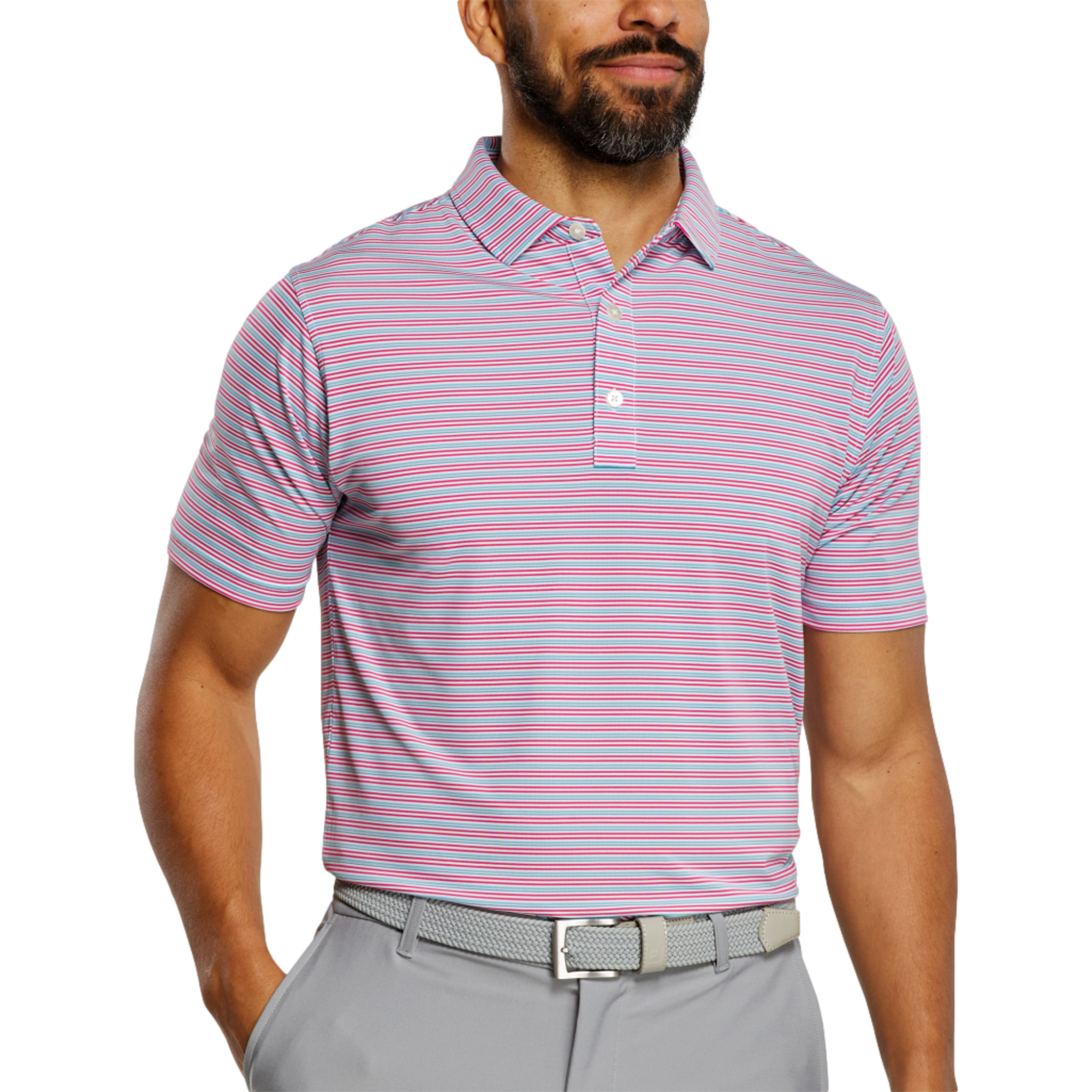 Multi Stripe Lisle Men's Golf Polo Shirt