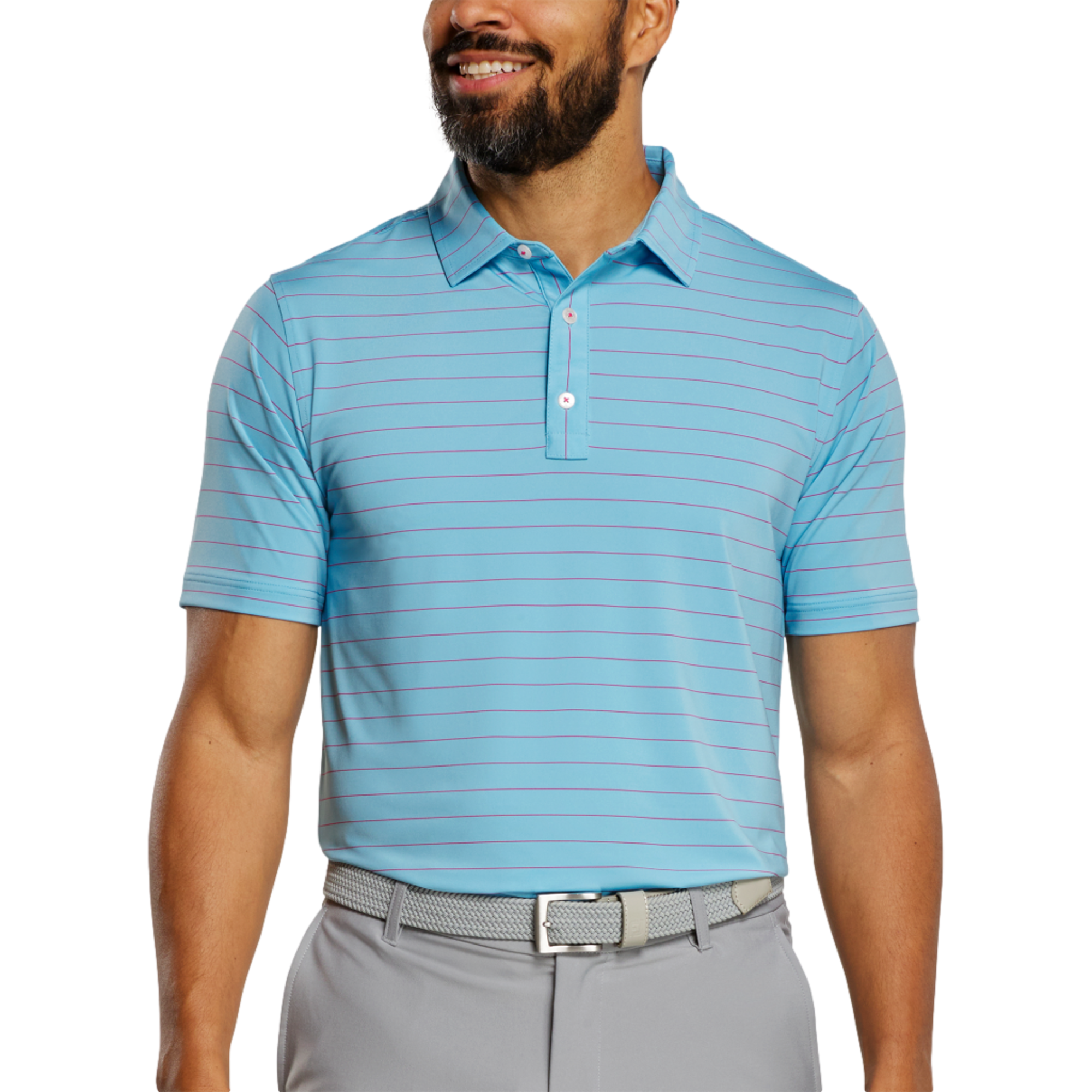 Open Pinstripe Lisle Men's Golf Polo Shirt