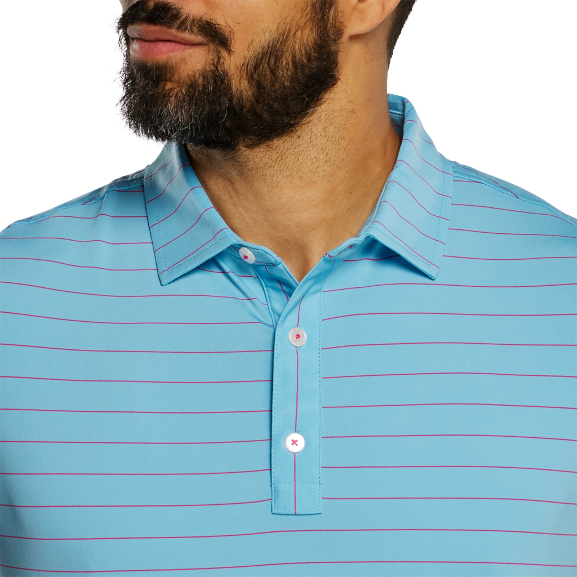 Open Pinstripe Lisle Men's Short Sleeve Golf Polo Shirt