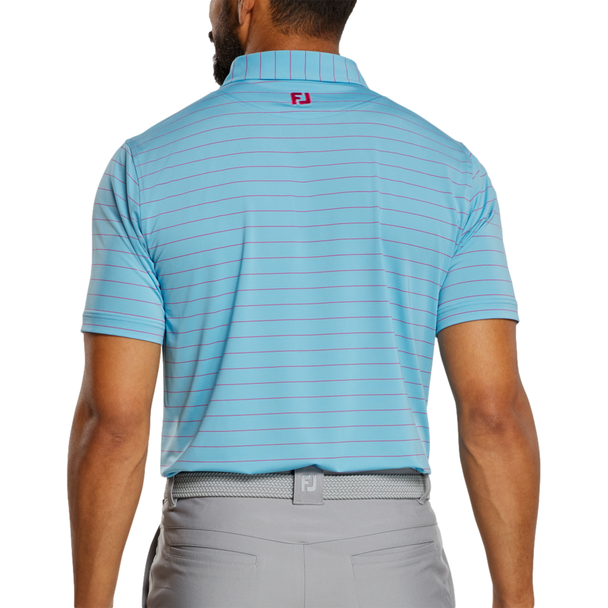 Open Pinstripe Lisle Men's Short Sleeve Golf Polo Shirt